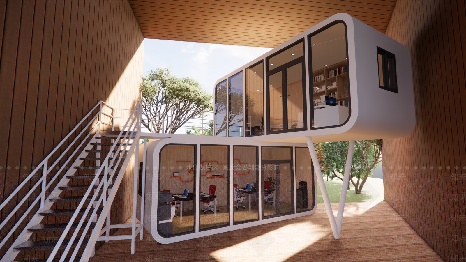 苹果舱办公室SU模型下载【ID:1162158740】