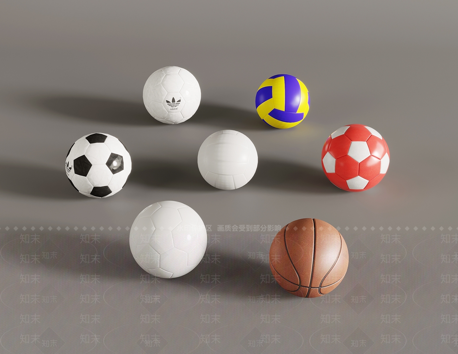 足球排球篮球3D模型下载【ID:1162159544】