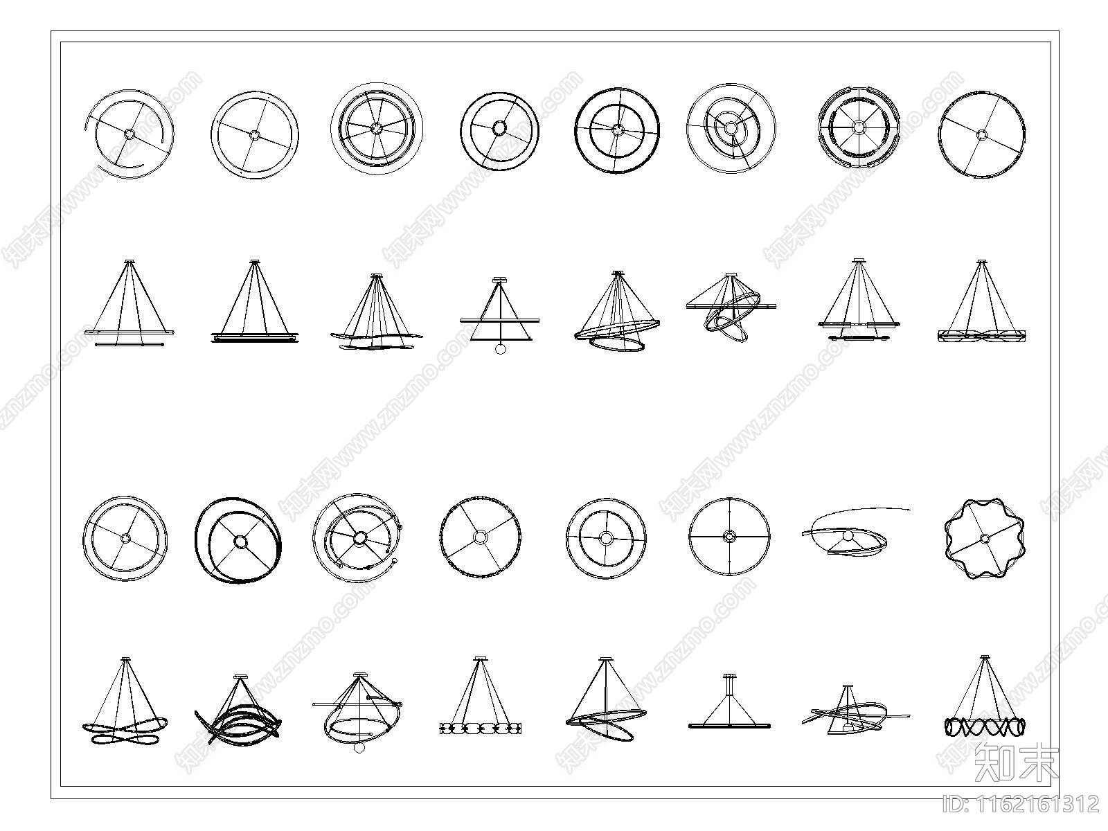 现代吊灯施工图下载【ID:1162161312】