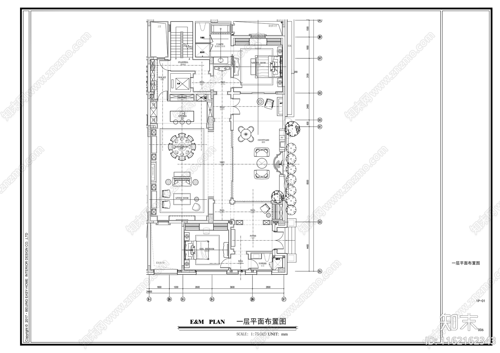 东方美学别墅样板间cad施工图下载【ID:1162162343】