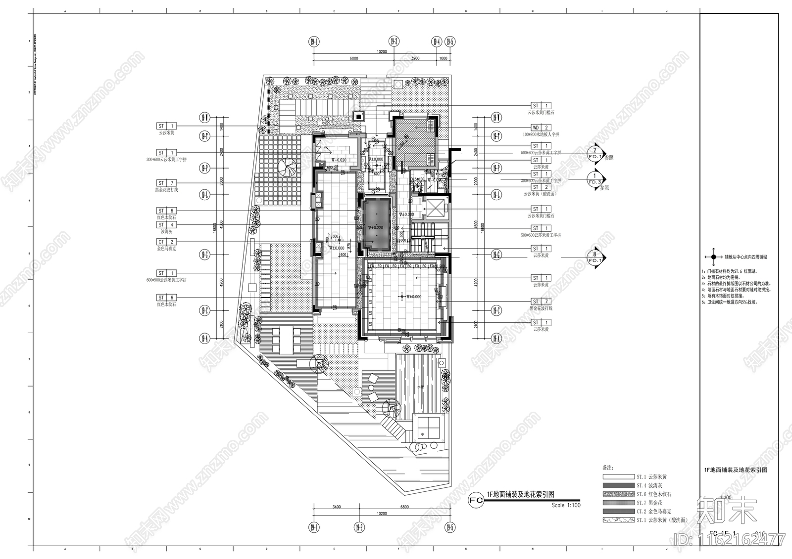 独栋别墅装修图cad施工图下载【ID:1162162477】