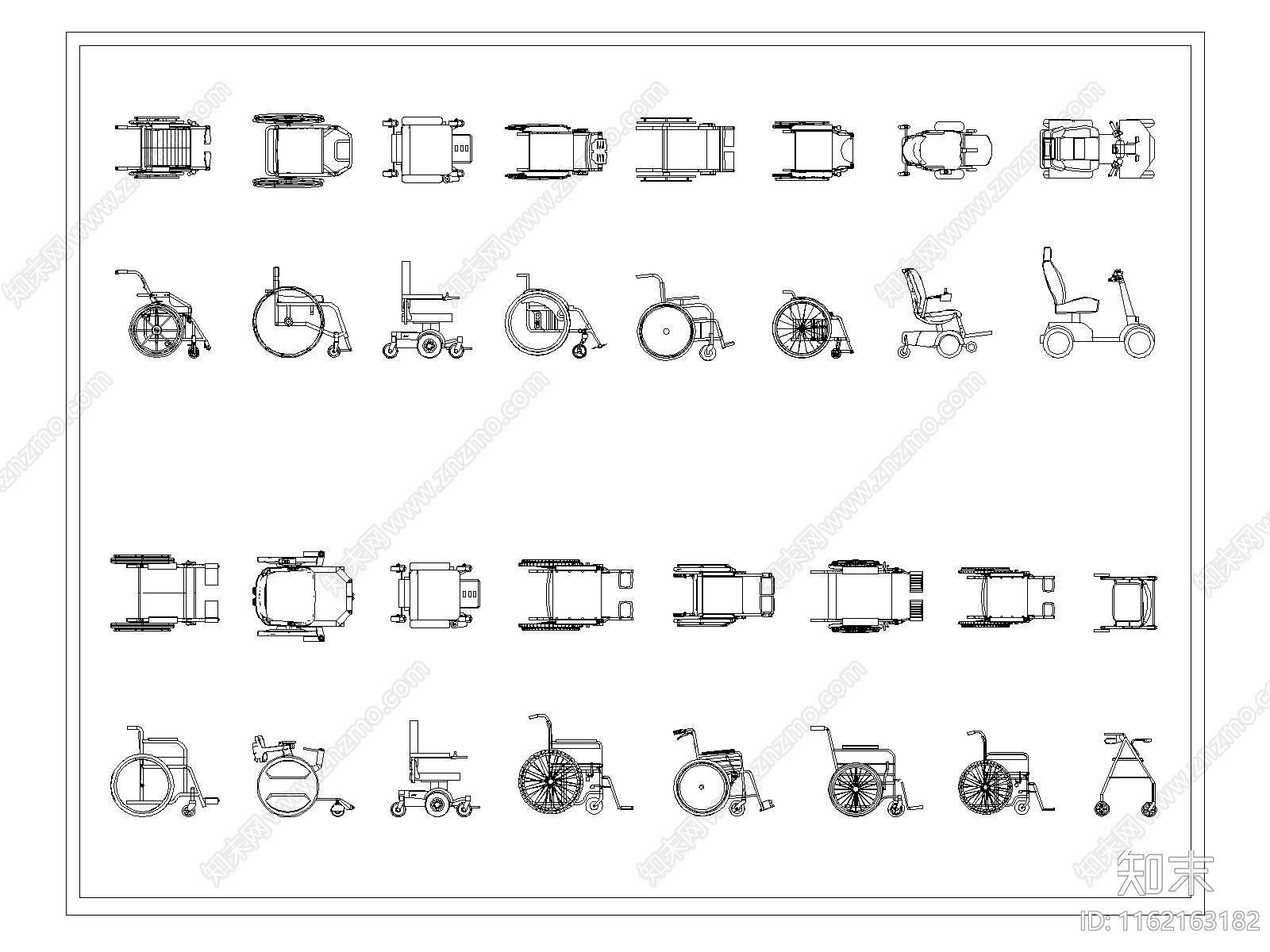 现代轮椅施工图下载【ID:1162163182】