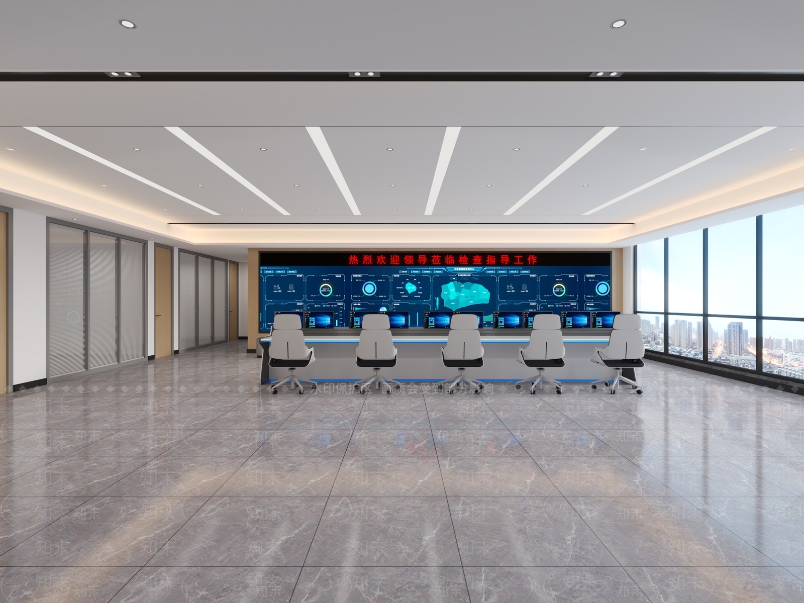 现代指挥室大厅3D模型下载【ID:1162163068】