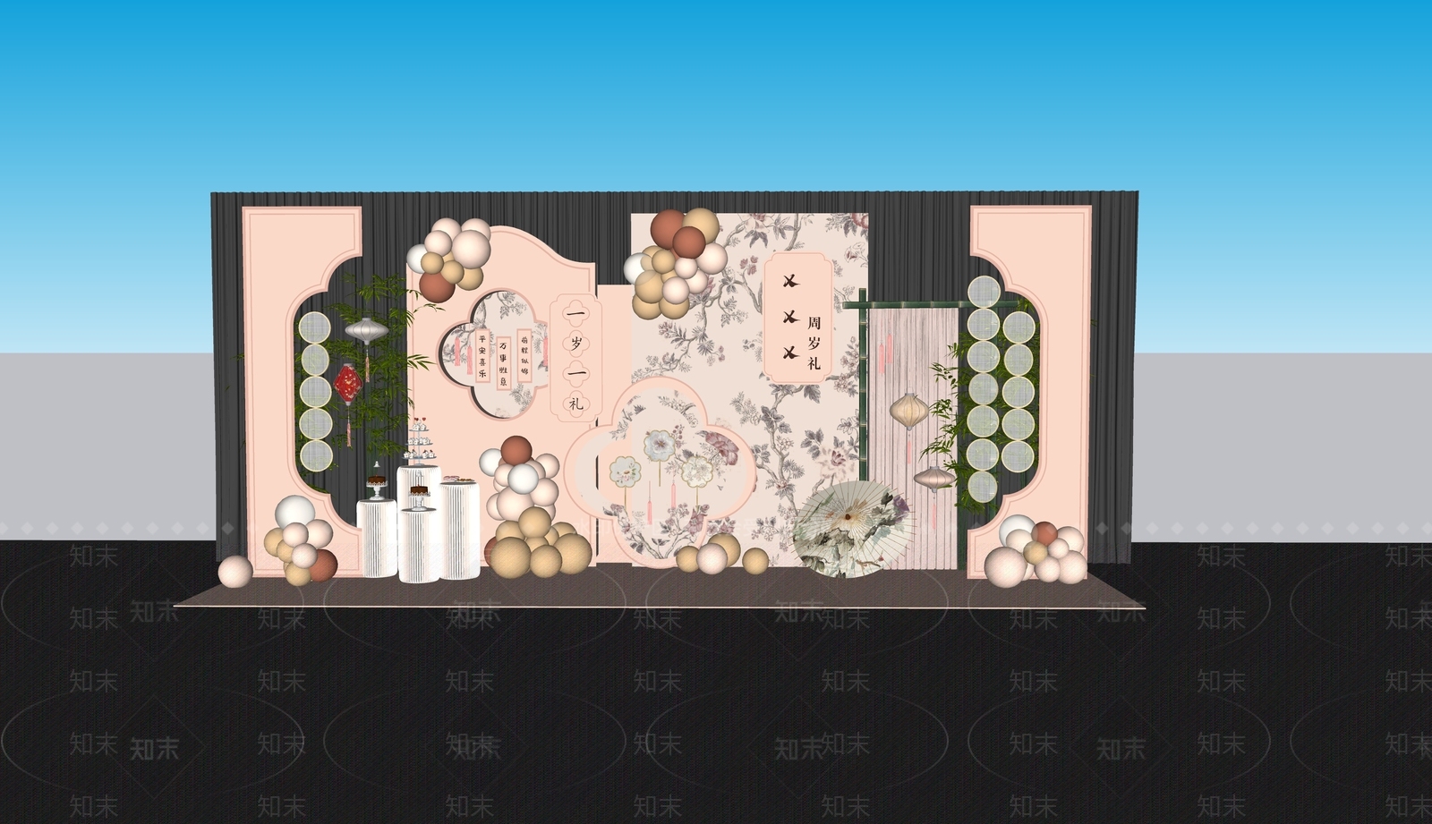 新中式宝宝宴SU模型下载【ID:1162163503】