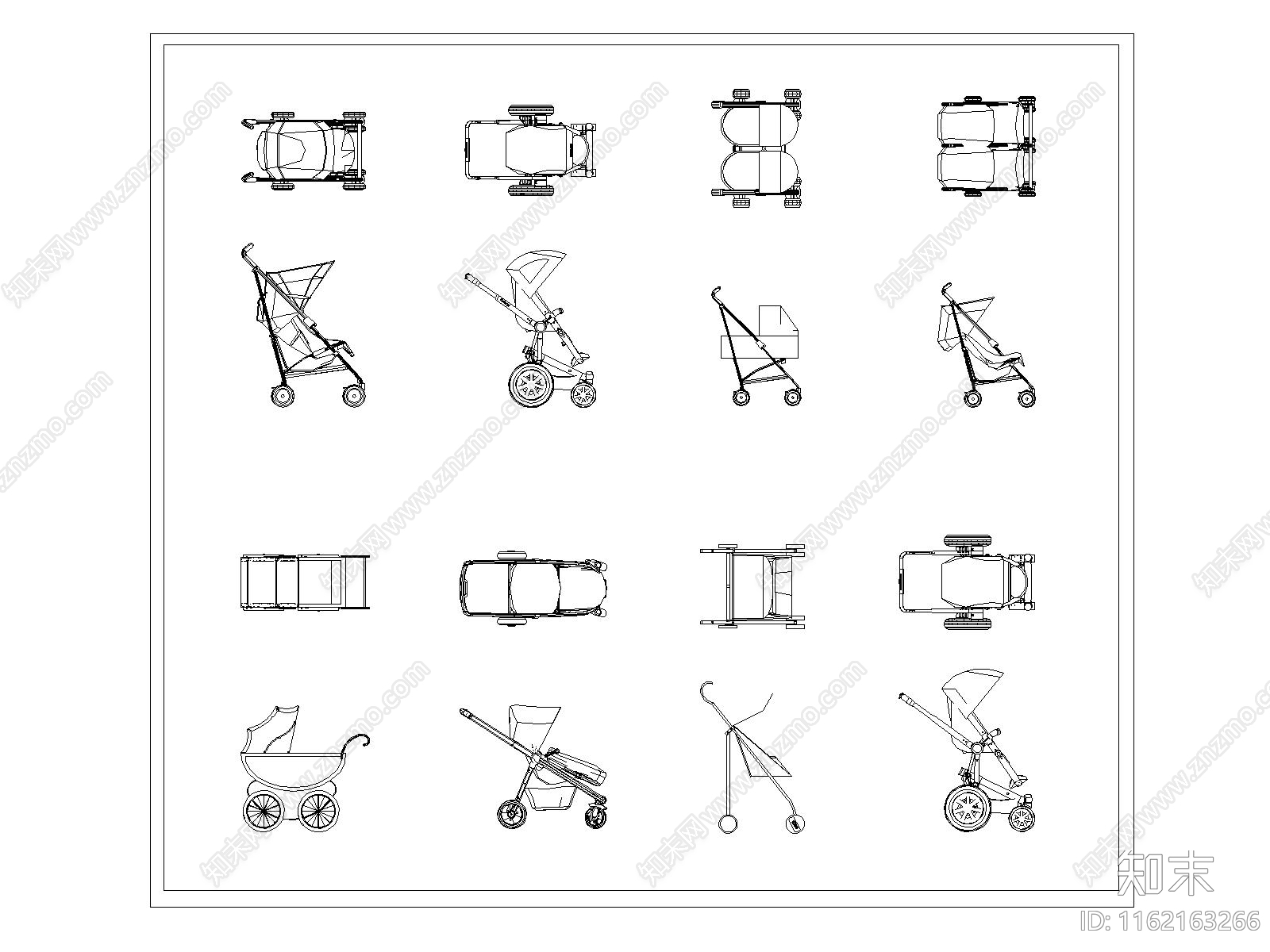 现代婴儿车施工图下载【ID:1162163266】