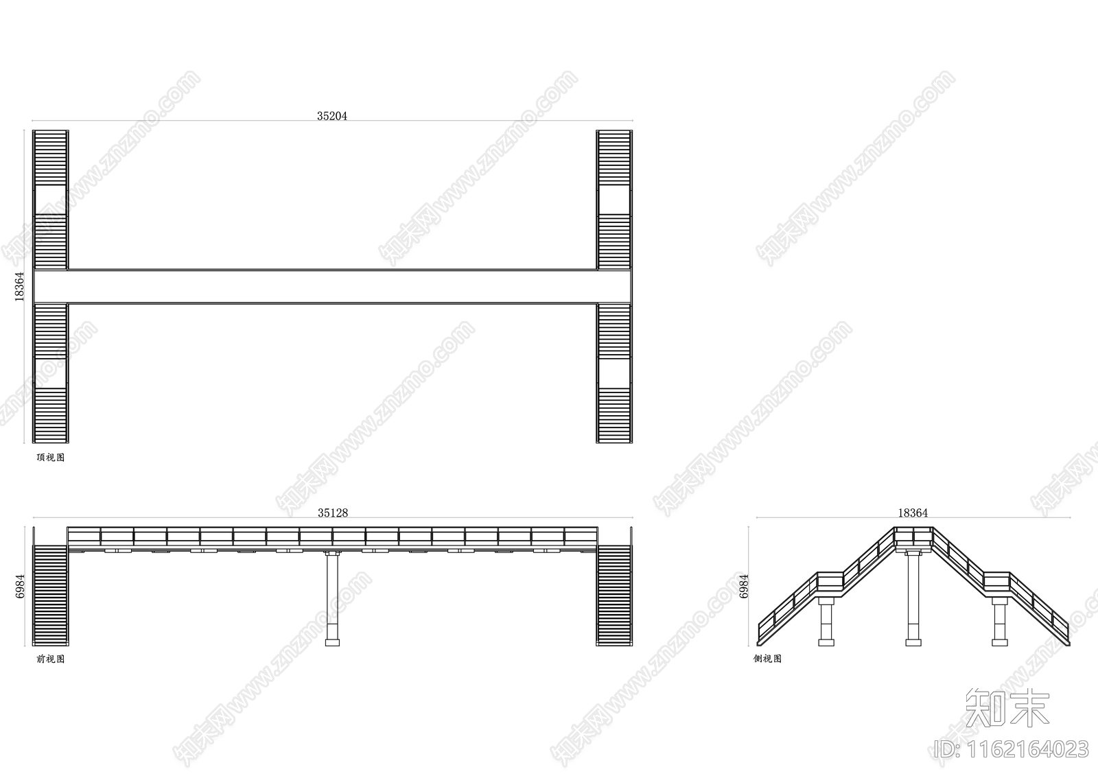 人行天桥三视图施工图下载【ID:1162164023】