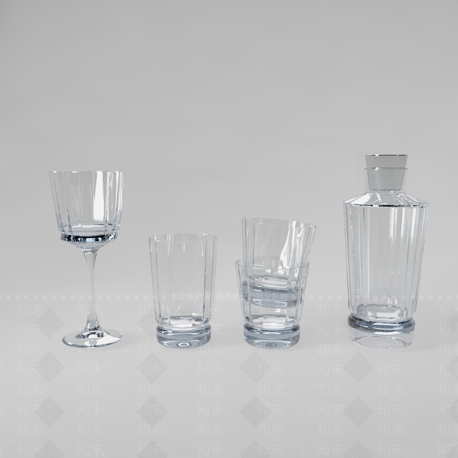 现代玻璃杯3D模型下载【ID:1162164039】