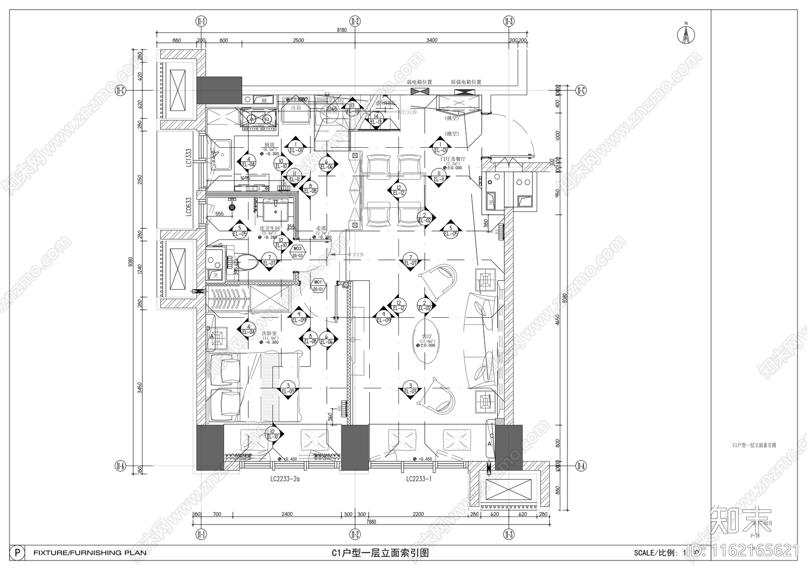 精装修复式loft住宅设cad施工图下载【ID:1162165621】