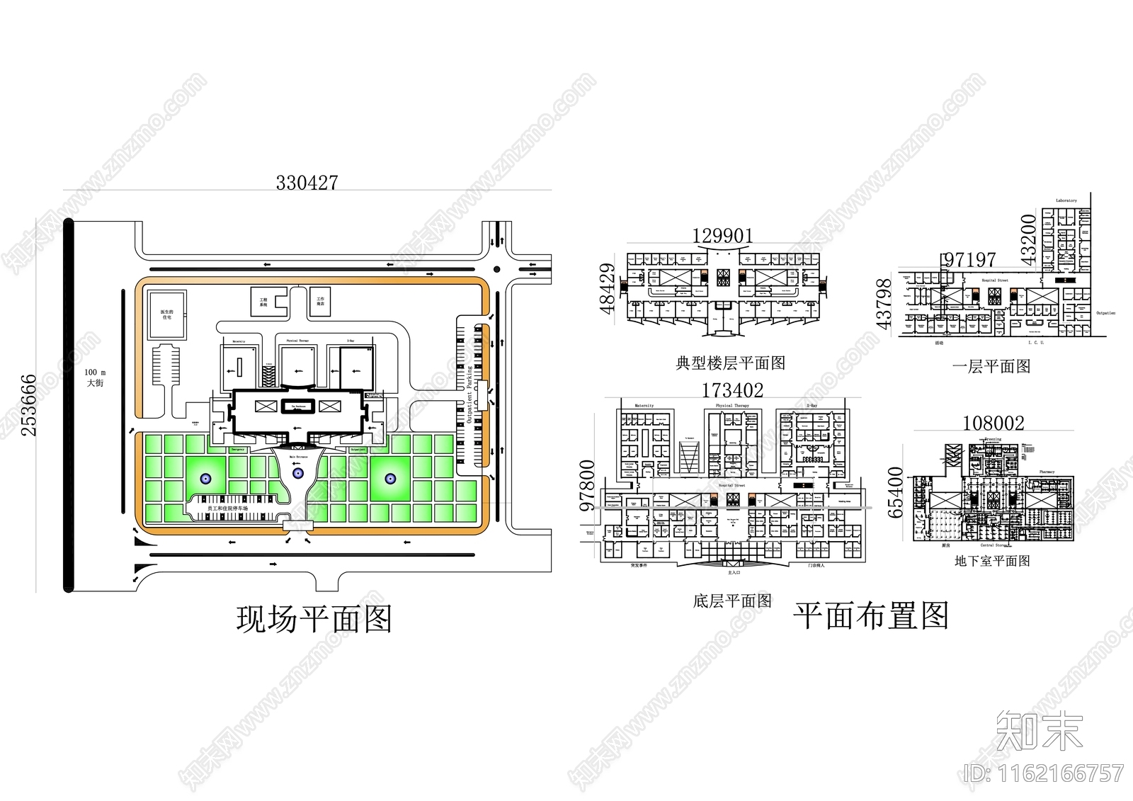 布线医院布局规划和立面细节施工图下载【ID:1162166757】