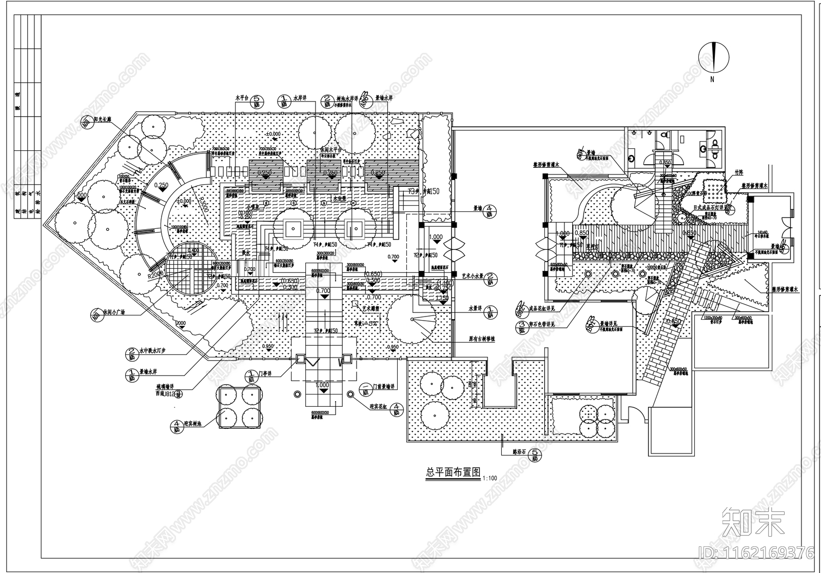 现代避暑山庄茶室别墅庭院平面方案图施工图下载【ID:1162169376】