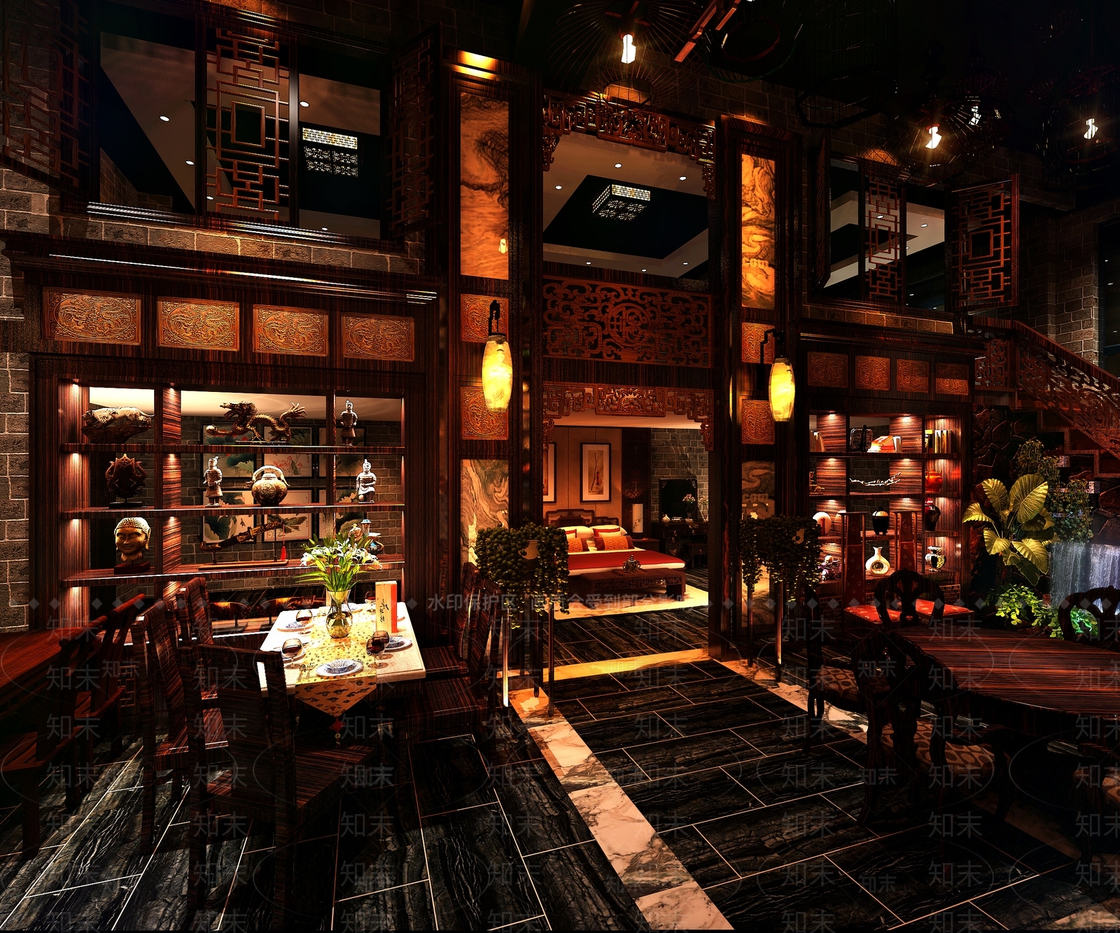 中式家具展厅3D模型下载【ID:1162170669】