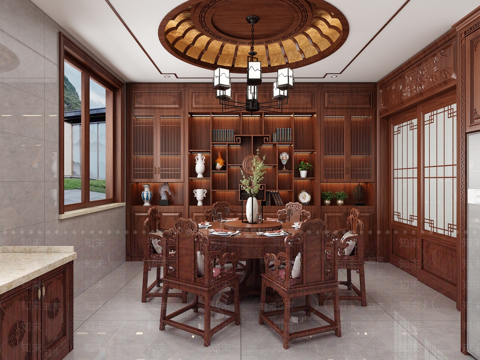 中式酒柜3D模型下载【ID:1162170846】