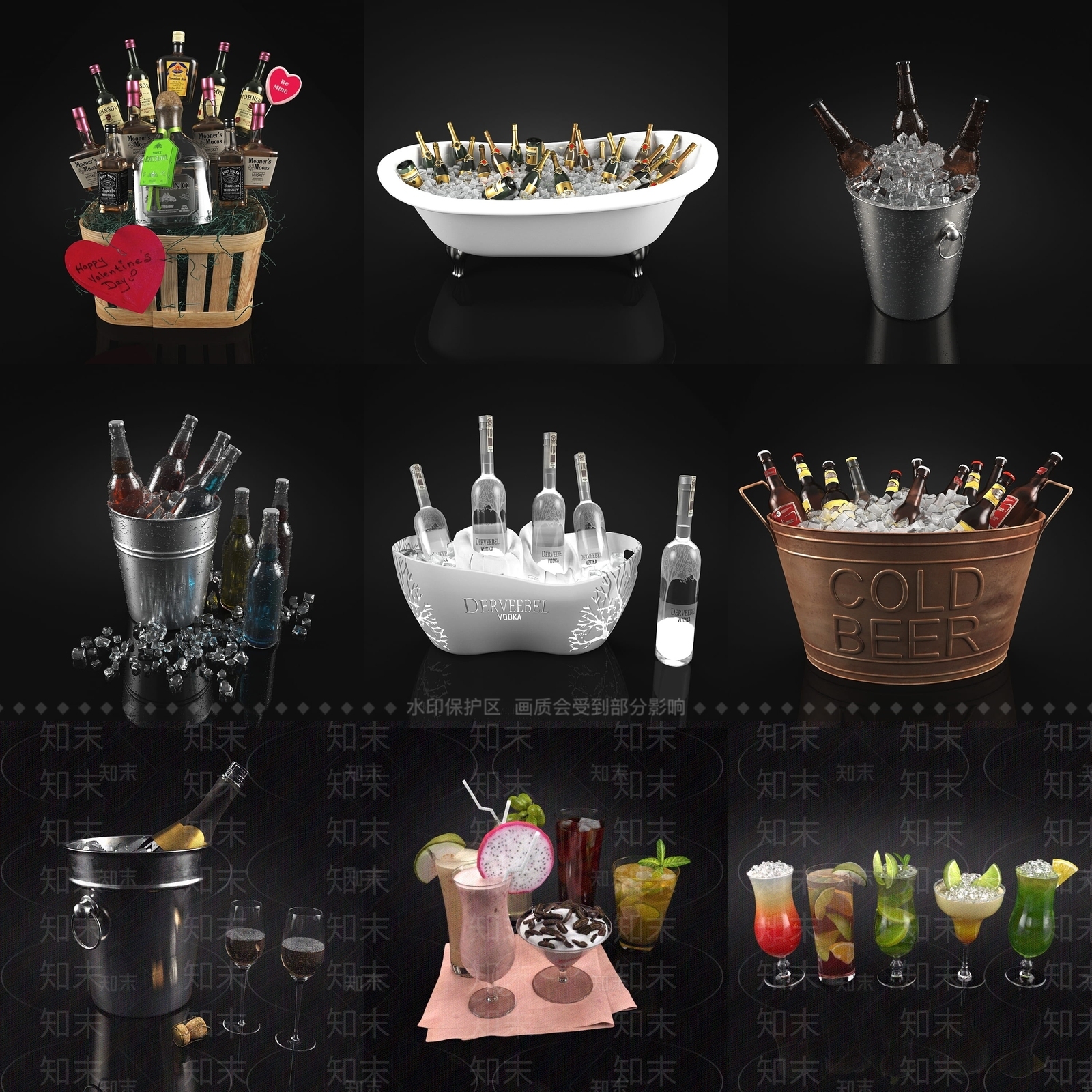 聚会party酒瓶3D模型下载【ID:1162173753】