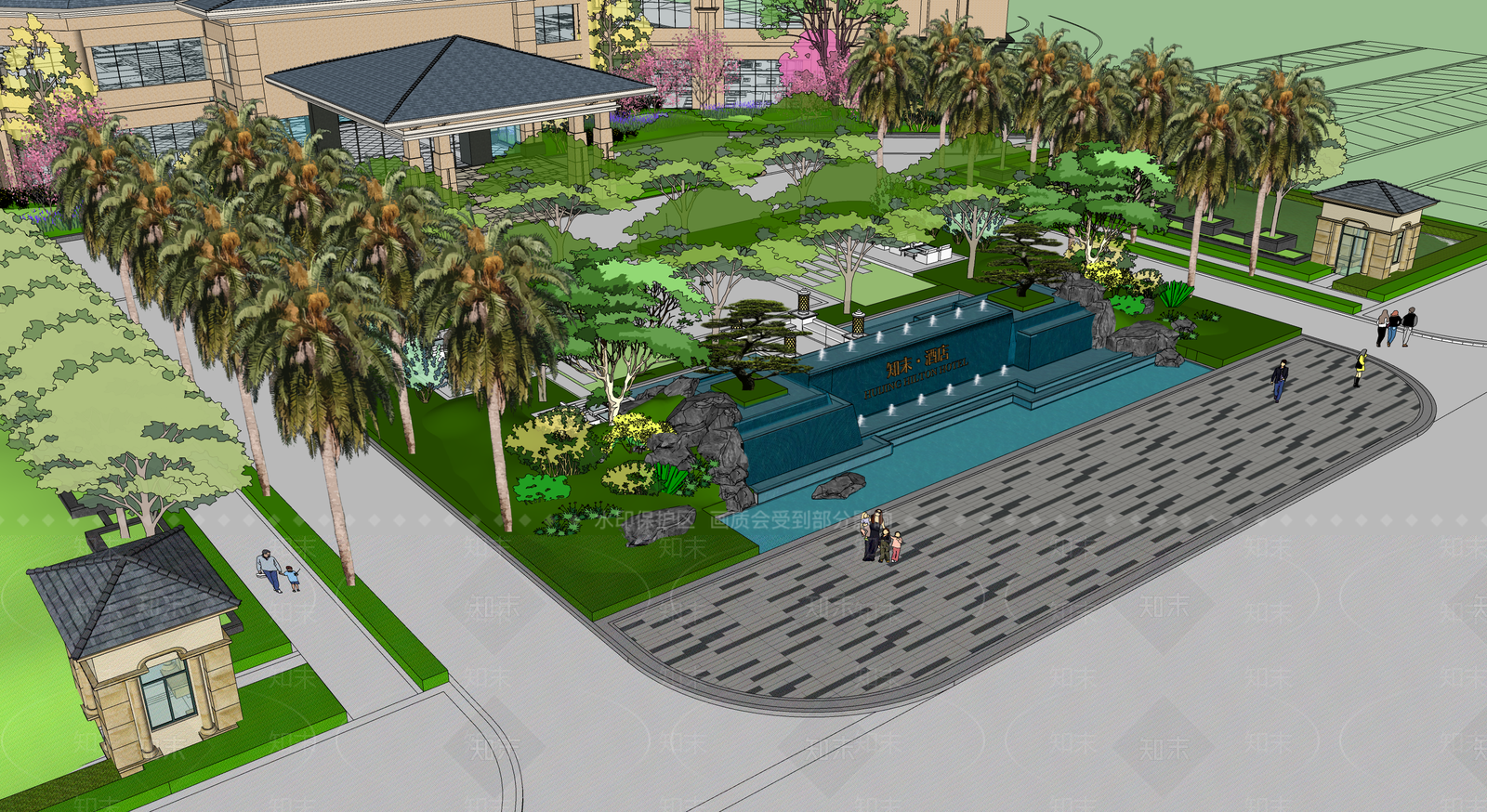 五星级酒店入口景观SU模型下载【ID:1162177244】