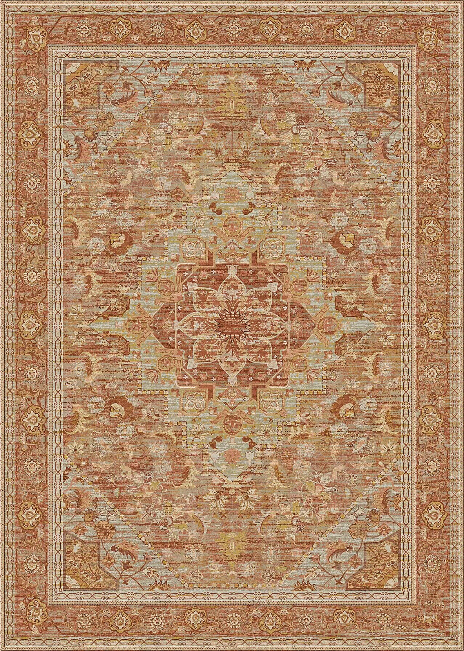 暖色新中式复古波斯民族风花纹地毯贴图下载【ID:1162180883】