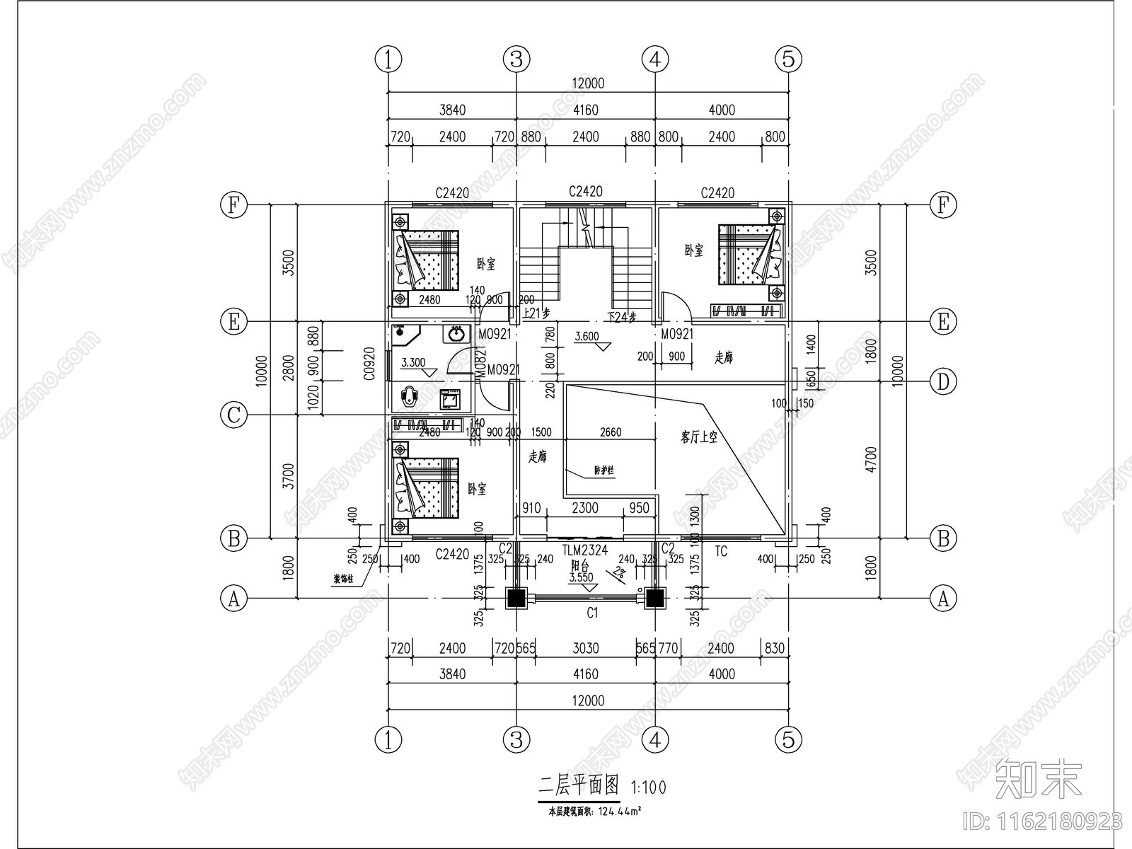 新中式三层独栋别墅建筑cad施工图下载【ID:1162180923】