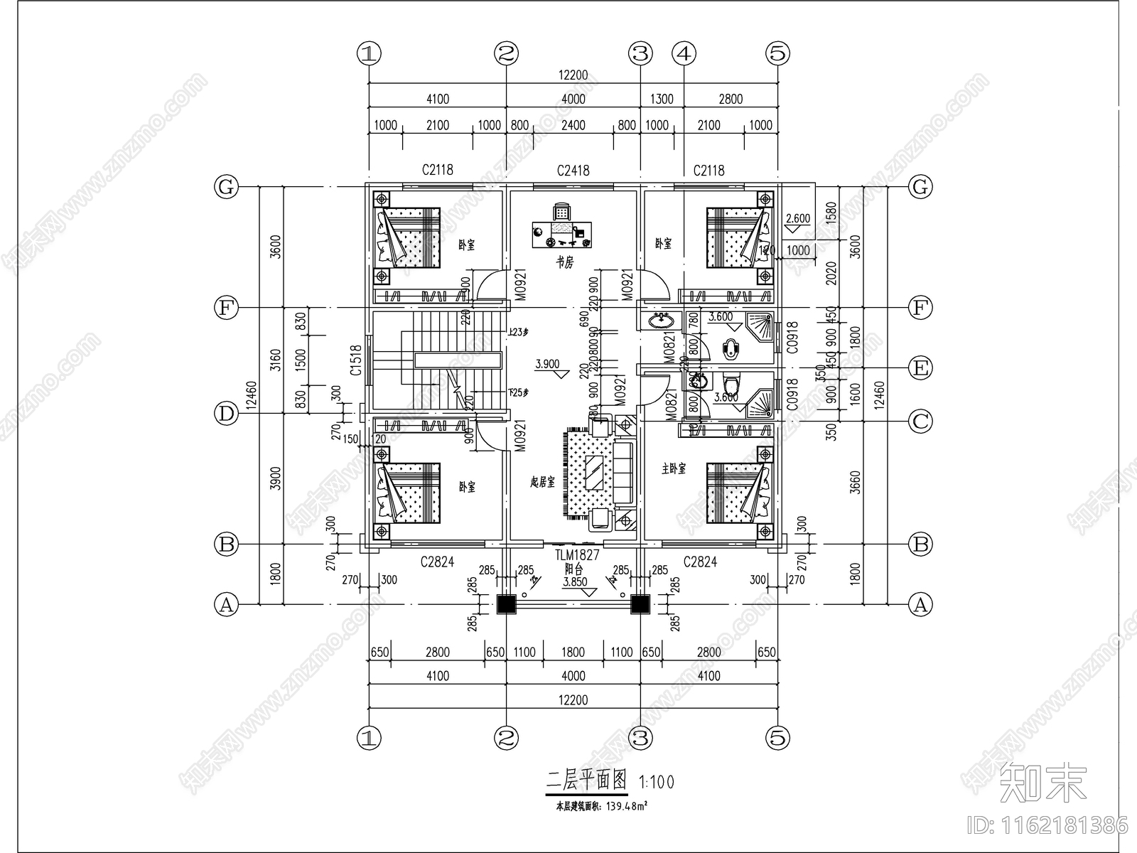 欧式三层独栋别墅建筑cad施工图下载【ID:1162181386】