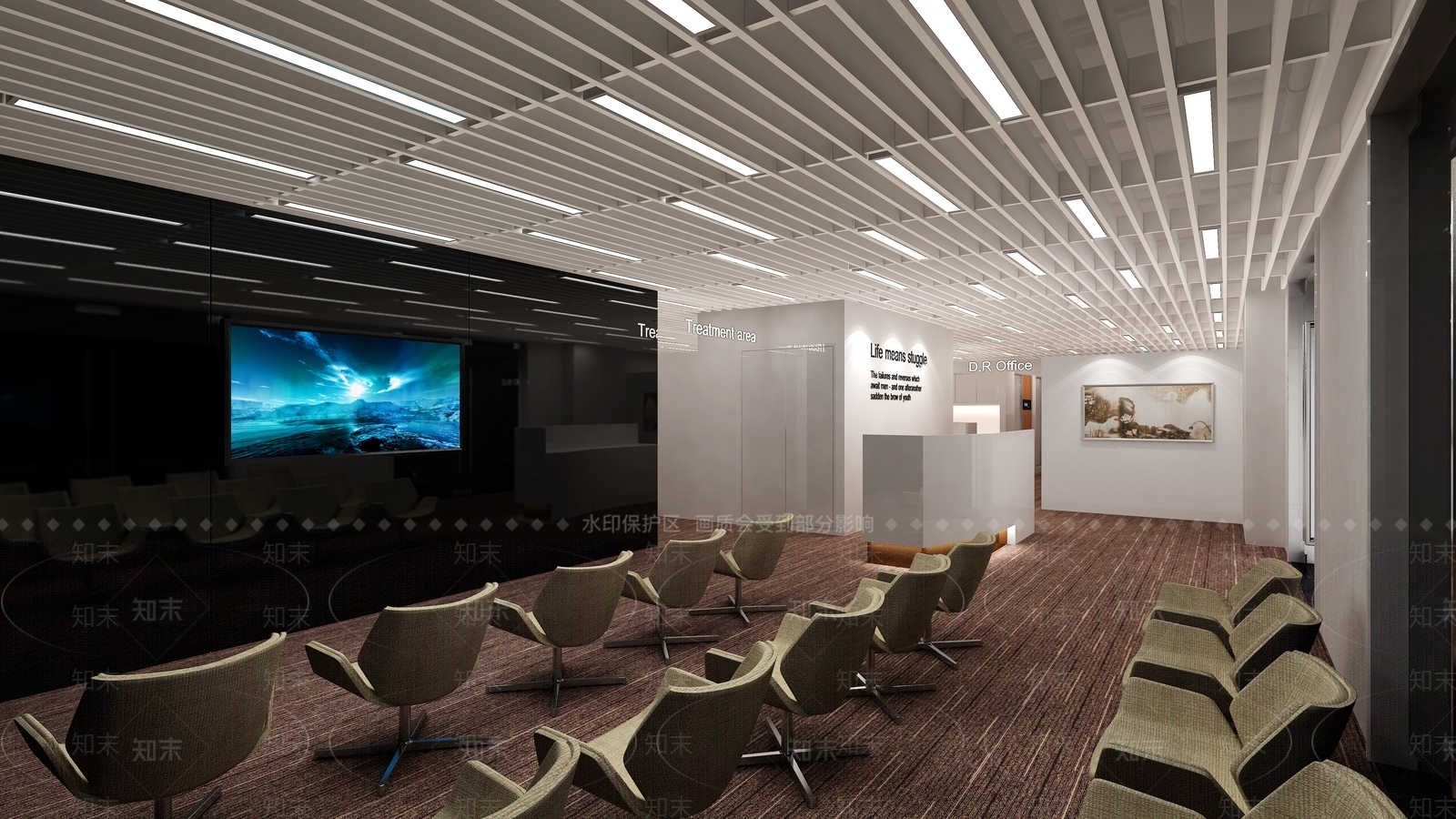 现代办公室前台接待3D模型下载【ID:1162182141】