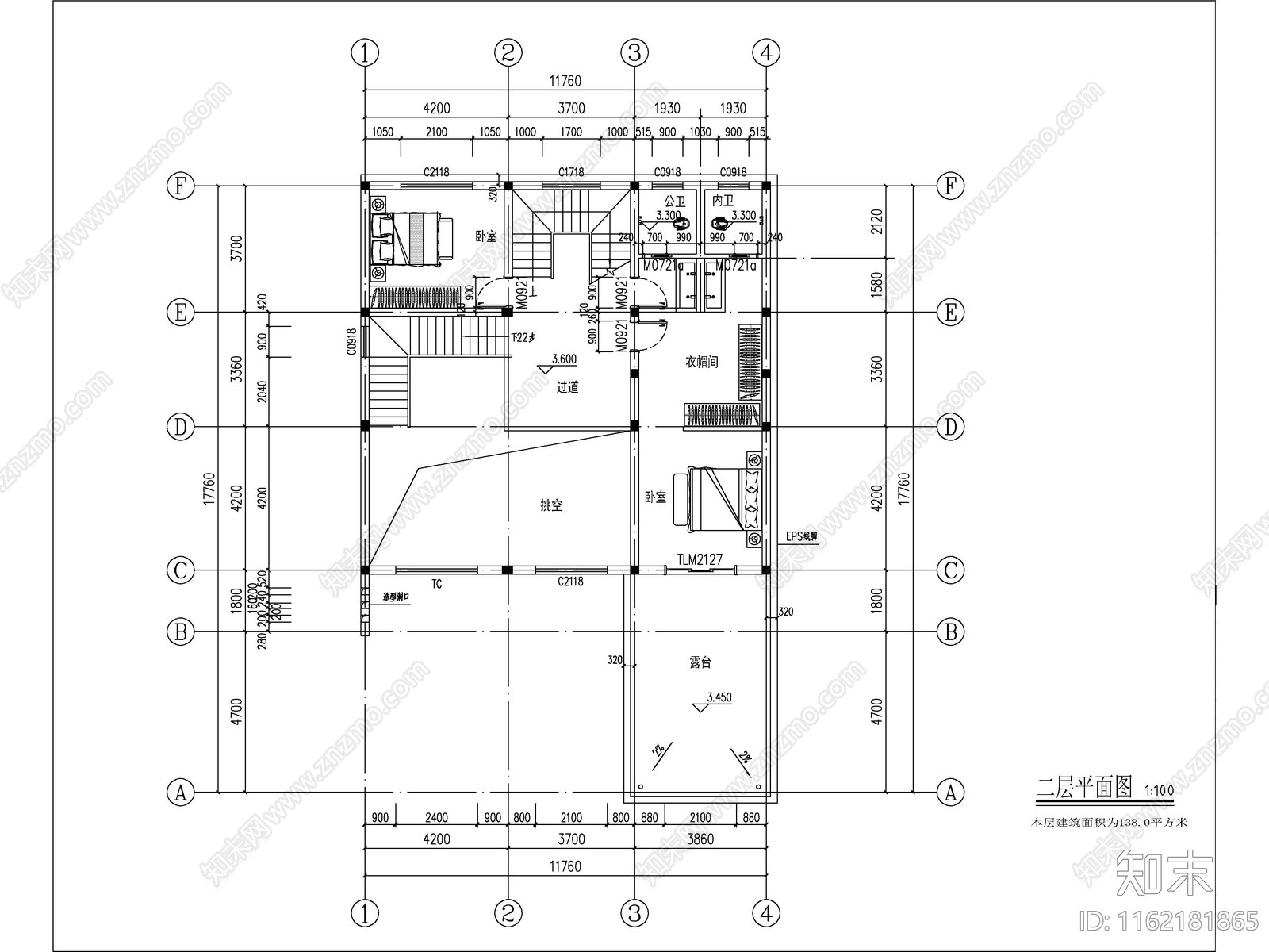 现代三层独栋别墅建筑cad施工图下载【ID:1162181865】