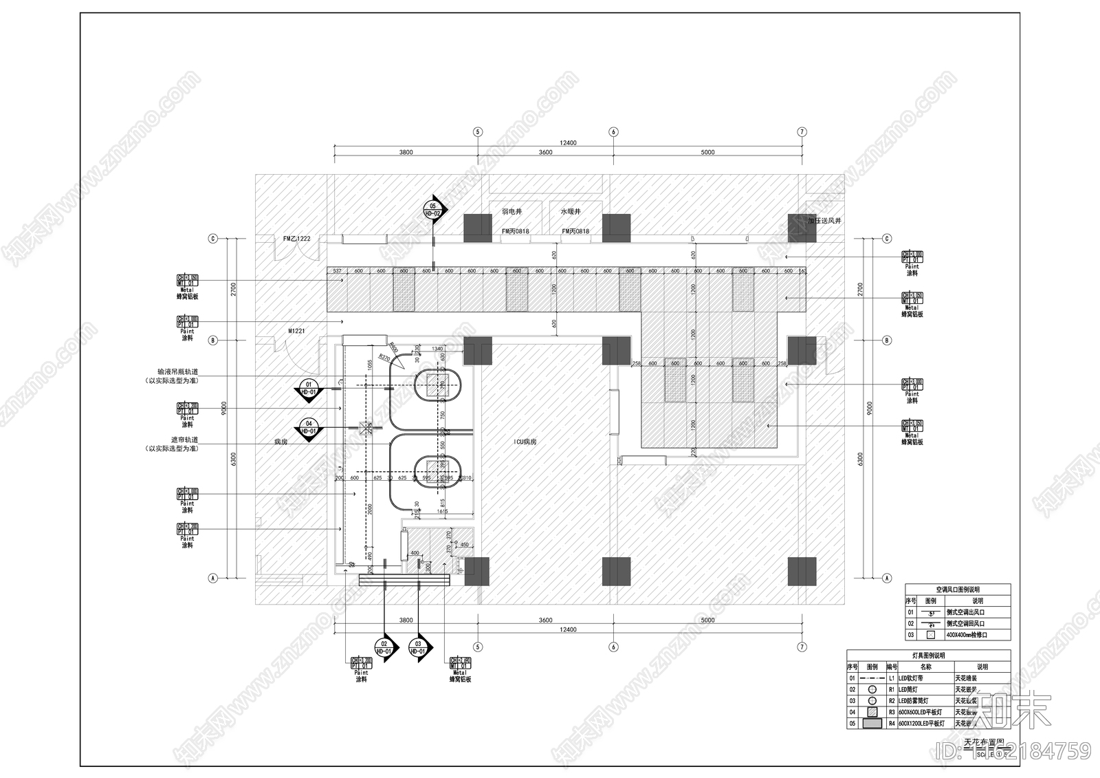 医院病房全cad施工图下载【ID:1162184759】