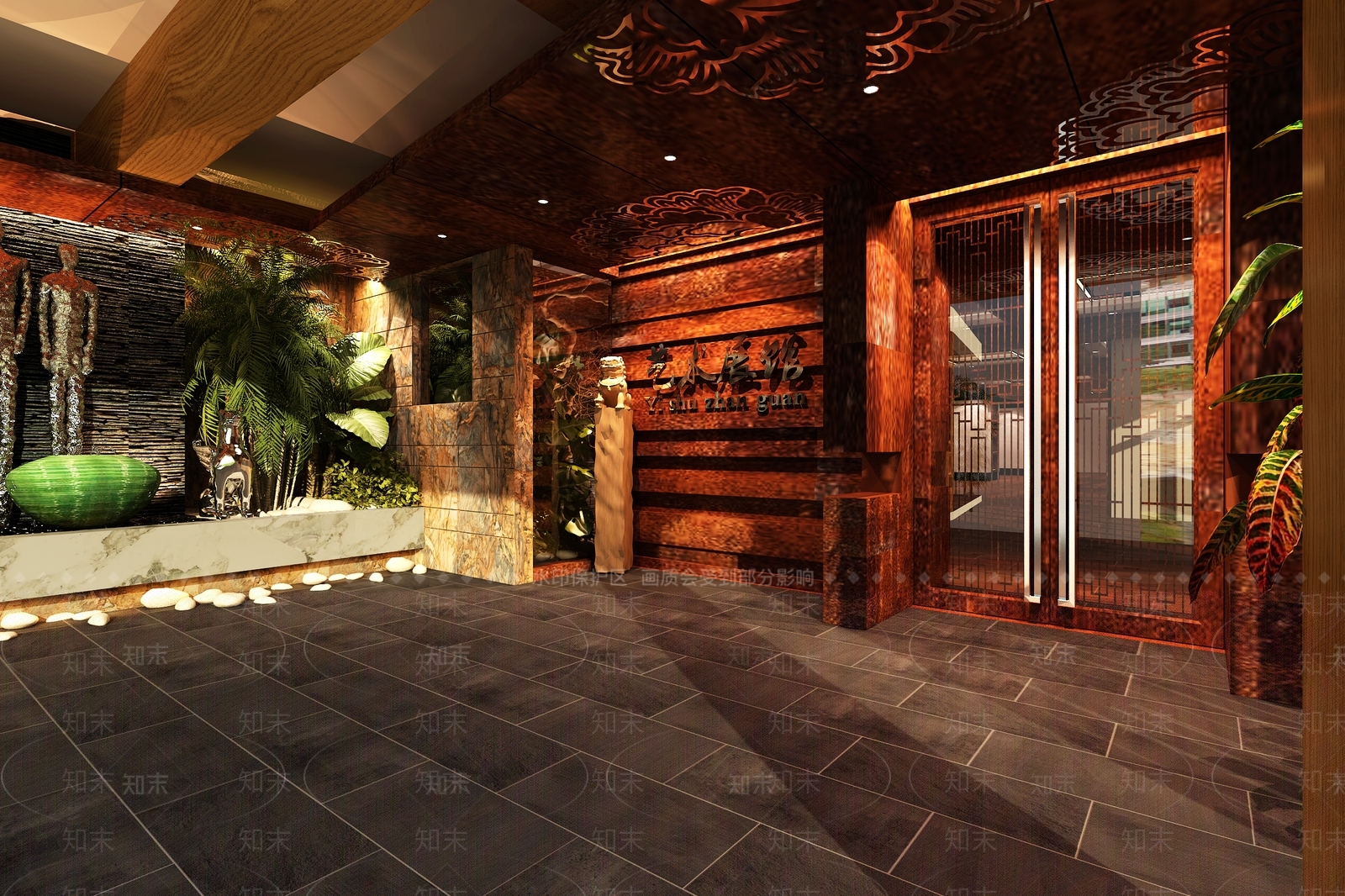 新中式艺术展馆展厅3D模型下载【ID:1162184934】