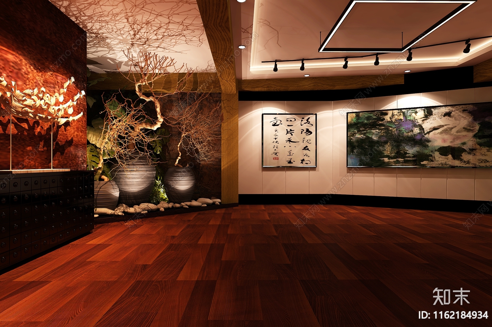 新中式艺术展馆展厅3D模型下载【ID:1162184934】