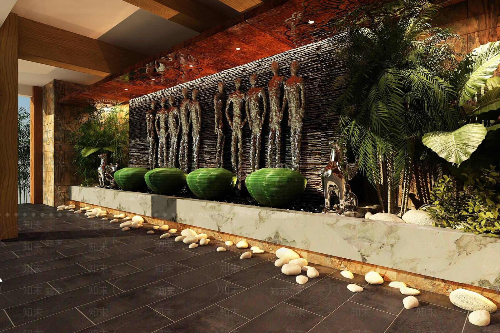 新中式艺术展馆展厅3D模型下载【ID:1162184934】
