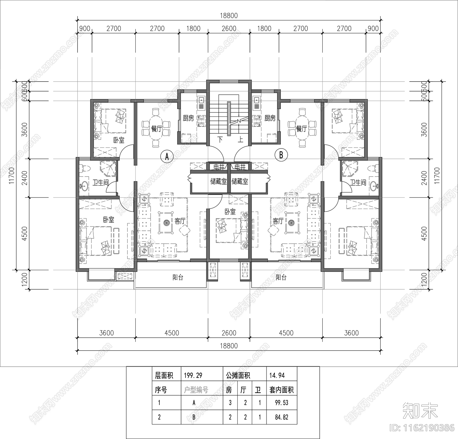 6层一梯2户户型汇总施工图下载【ID:1162190386】