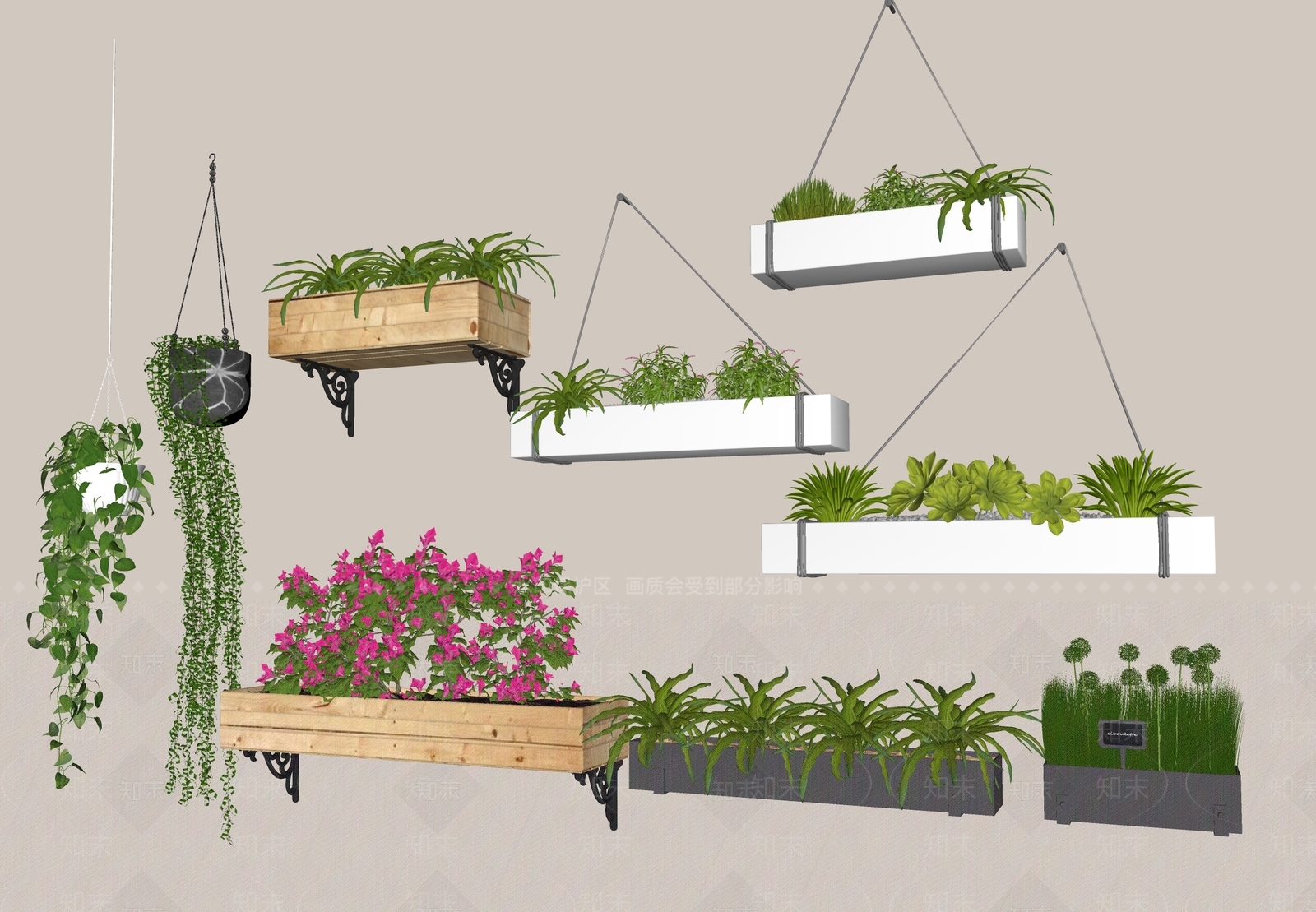 现代花草SU模型草图