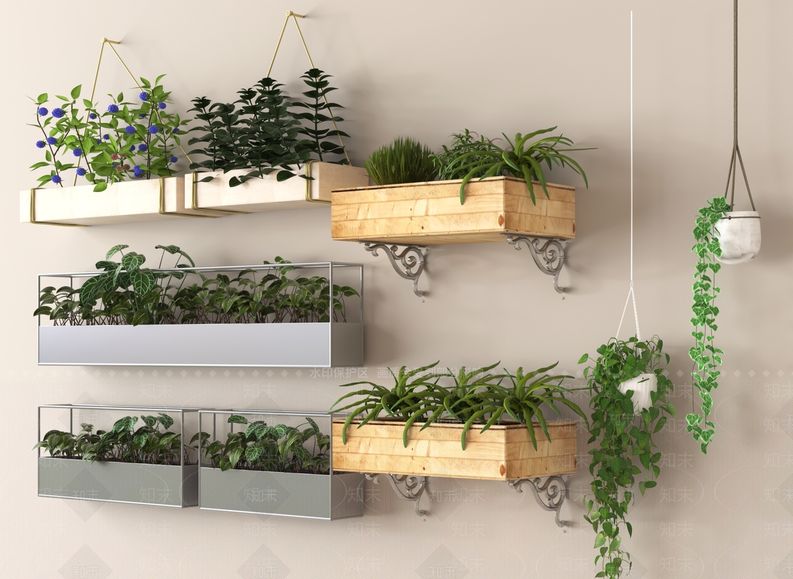 现代吊篮绿植SU模型下载【ID:1162190731】