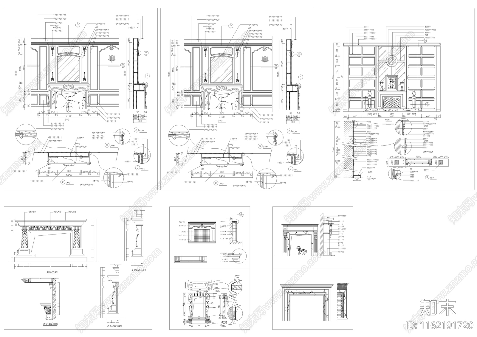 欧式壁炉节点大样图施工图下载【ID:1162191720】