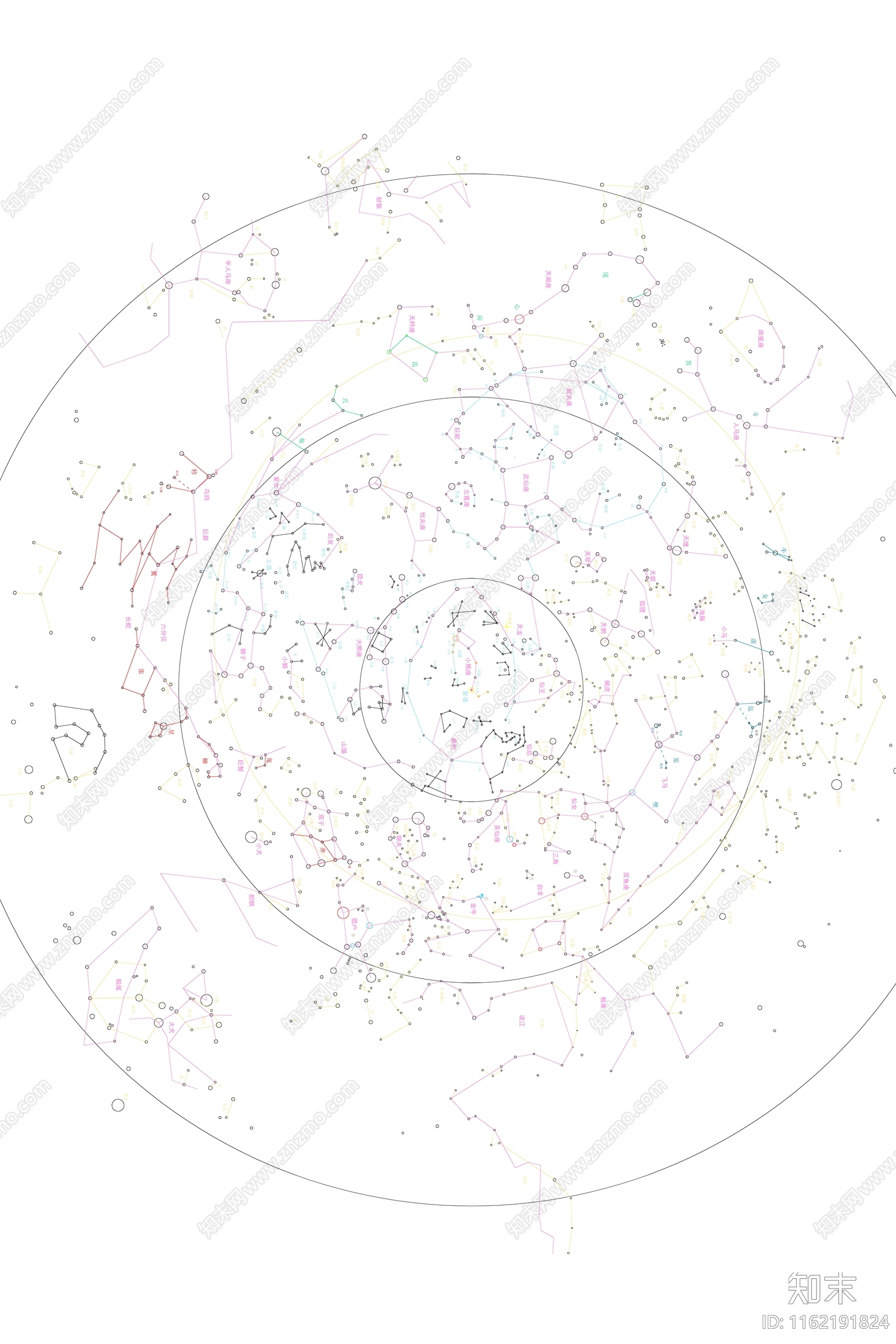 中西方星座对照北天星图星空施工图下载【ID:1162191824】