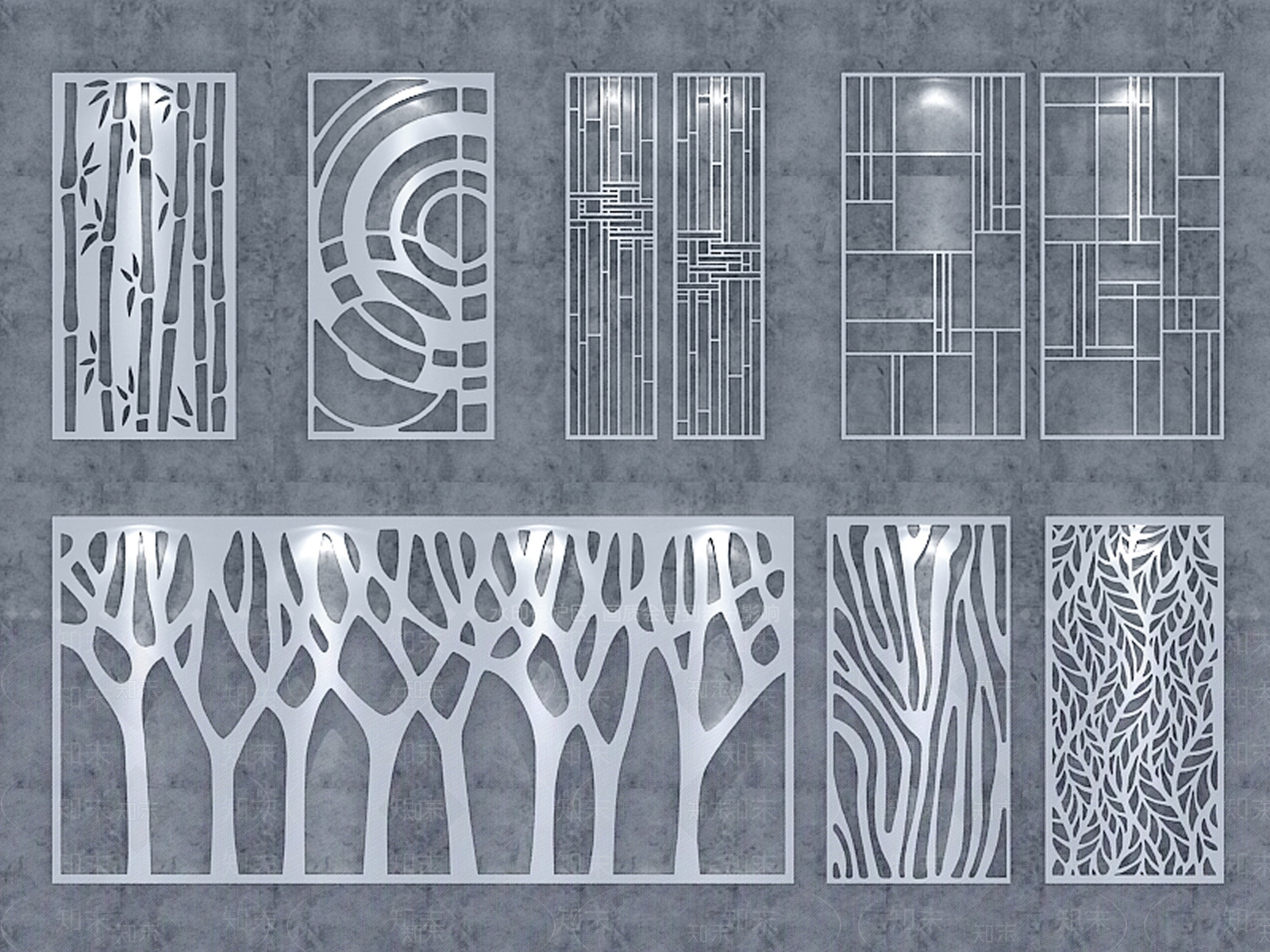 现代创意镂空花格隔断3D模型下载【ID:1162193623】