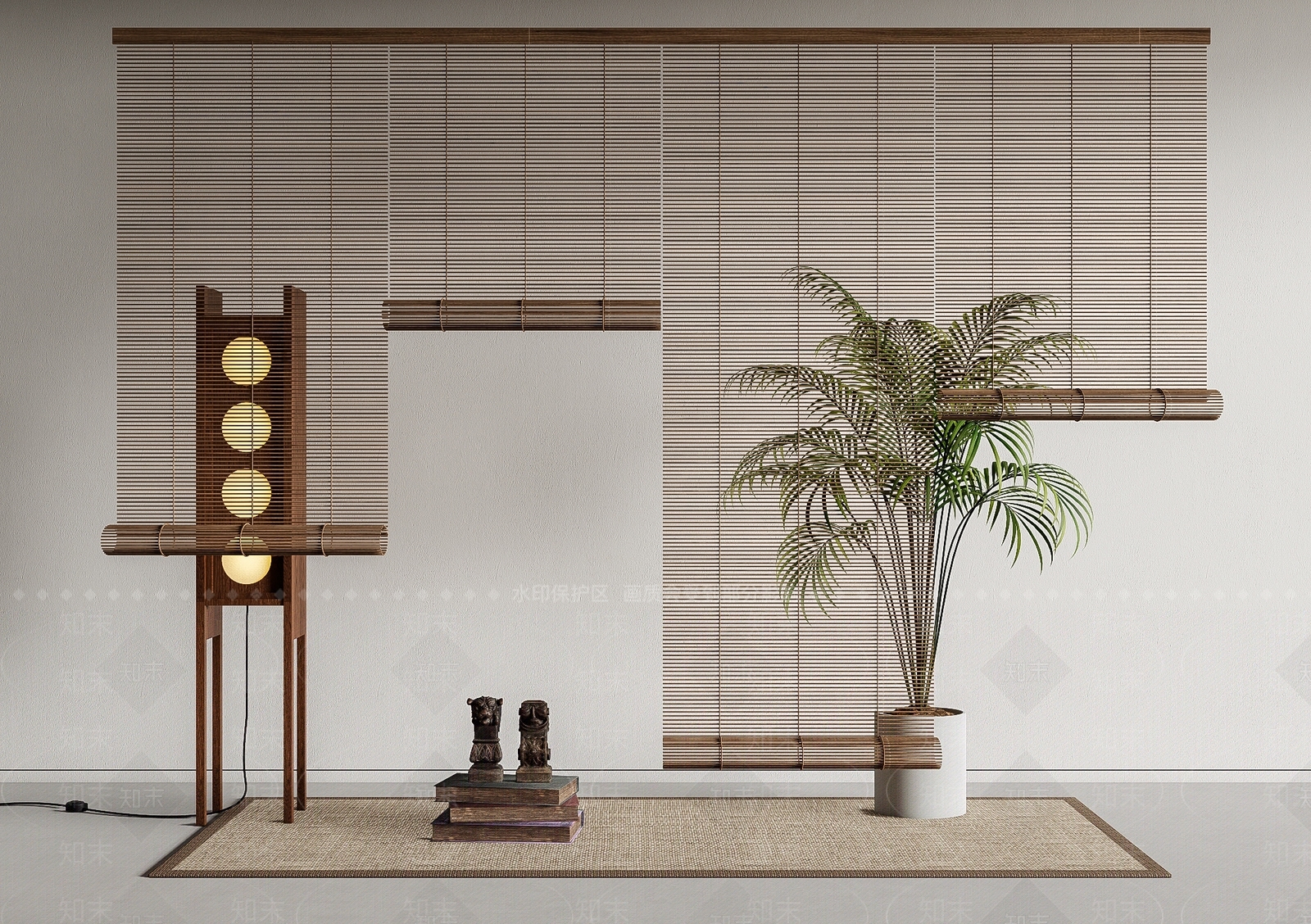 新中式竹帘SU模型下载【ID:1162194035】_知末su模型网