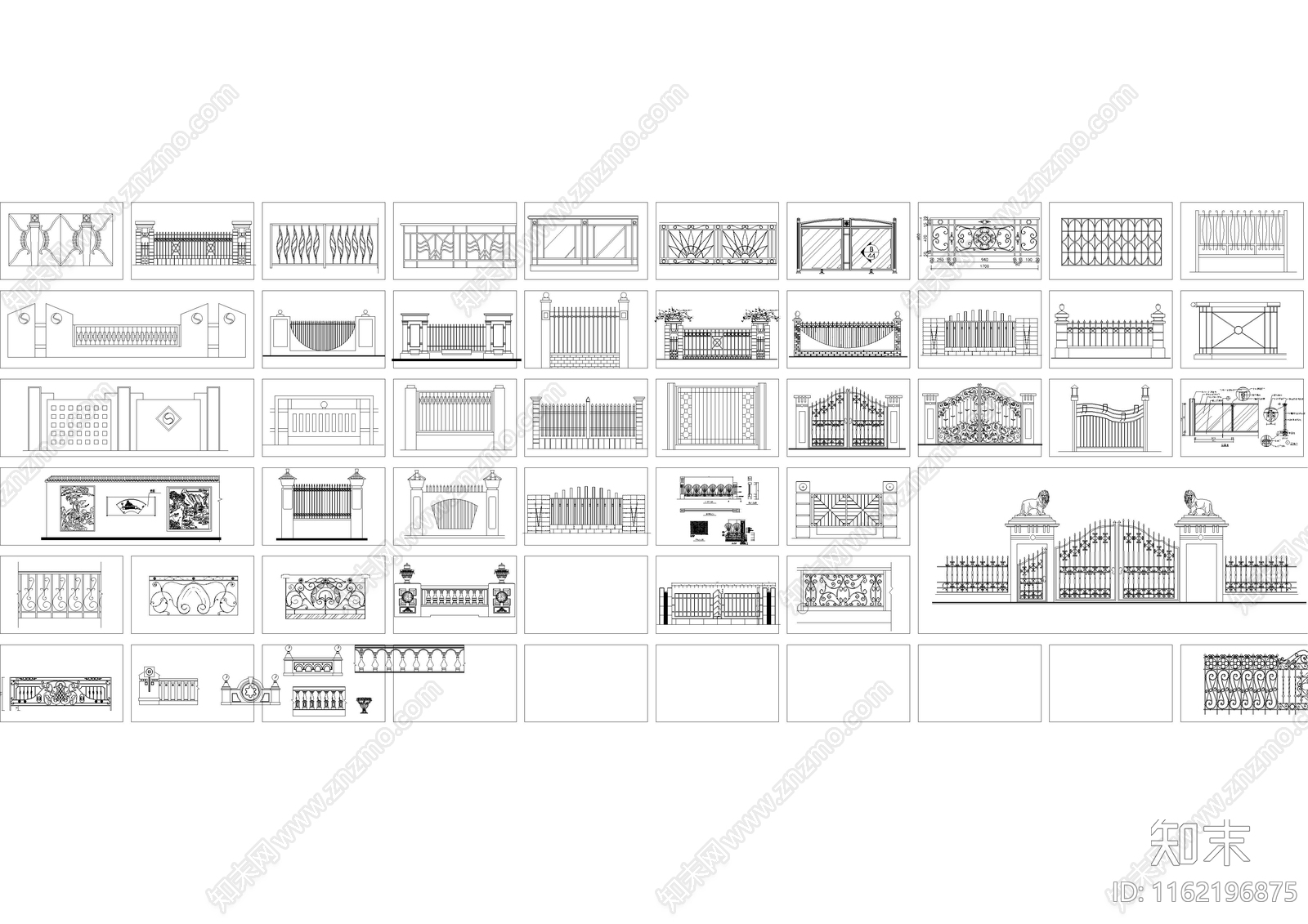各类园林围墙栏杆施工图下载【ID:1162196875】