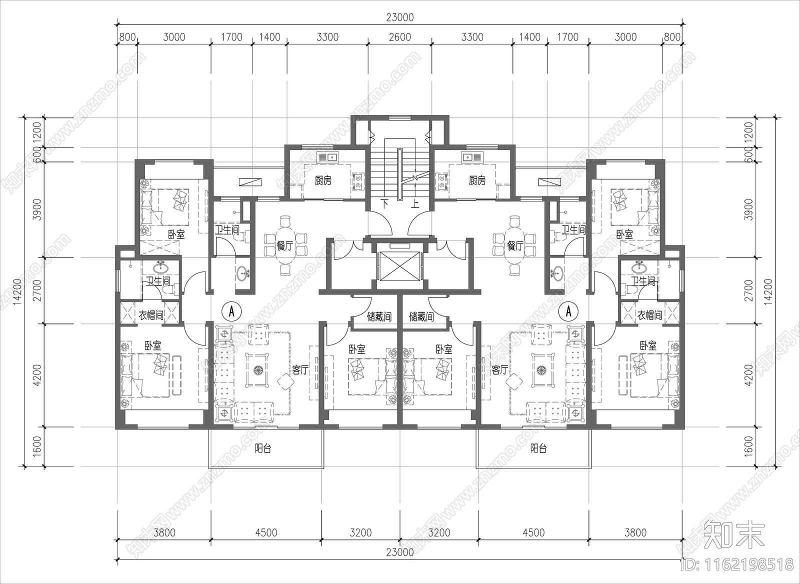 24套一梯两户11层户型汇总施工图下载【ID:1162198518】