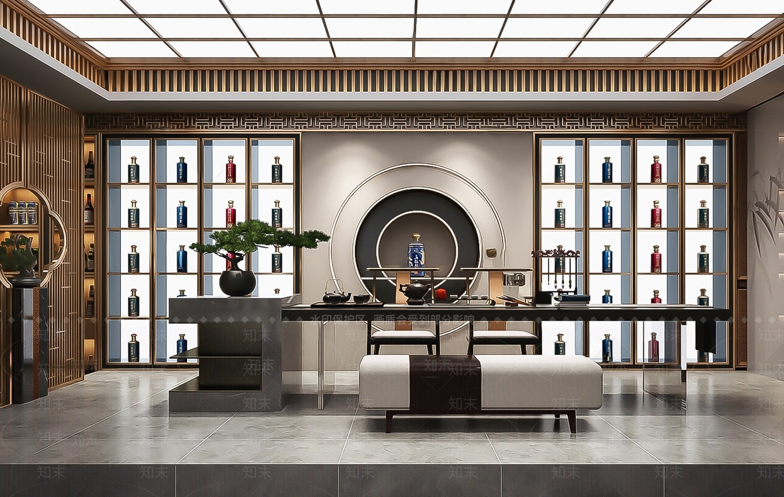 新中式白酒店SU模型下载【ID:1162197730】