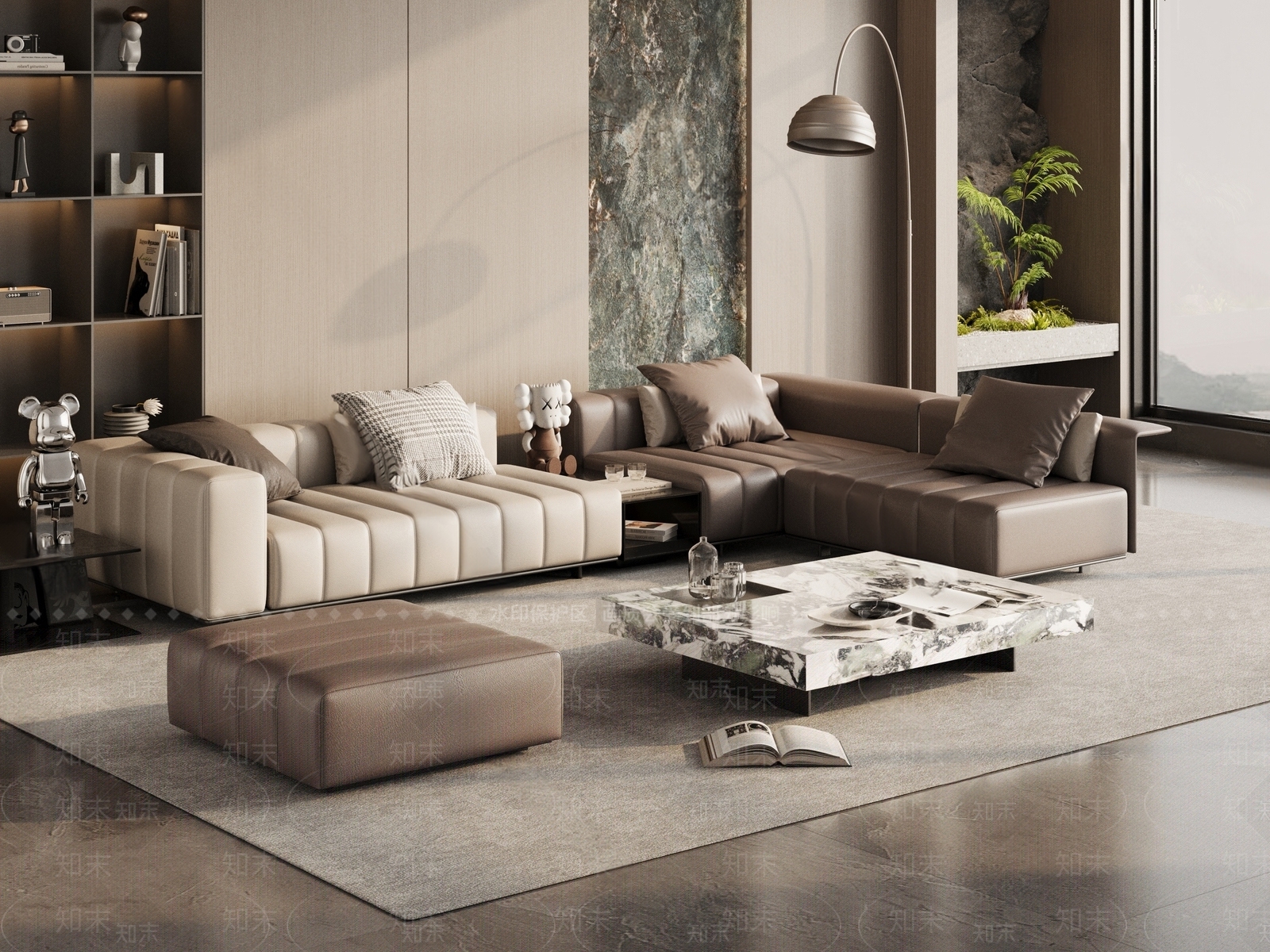 现代轻奢客厅钢琴键沙发SU模型下载【ID:1162199296】