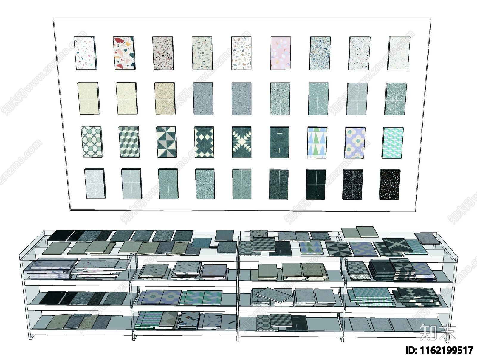 材料展示柜SU模型下载【ID:1162199517】