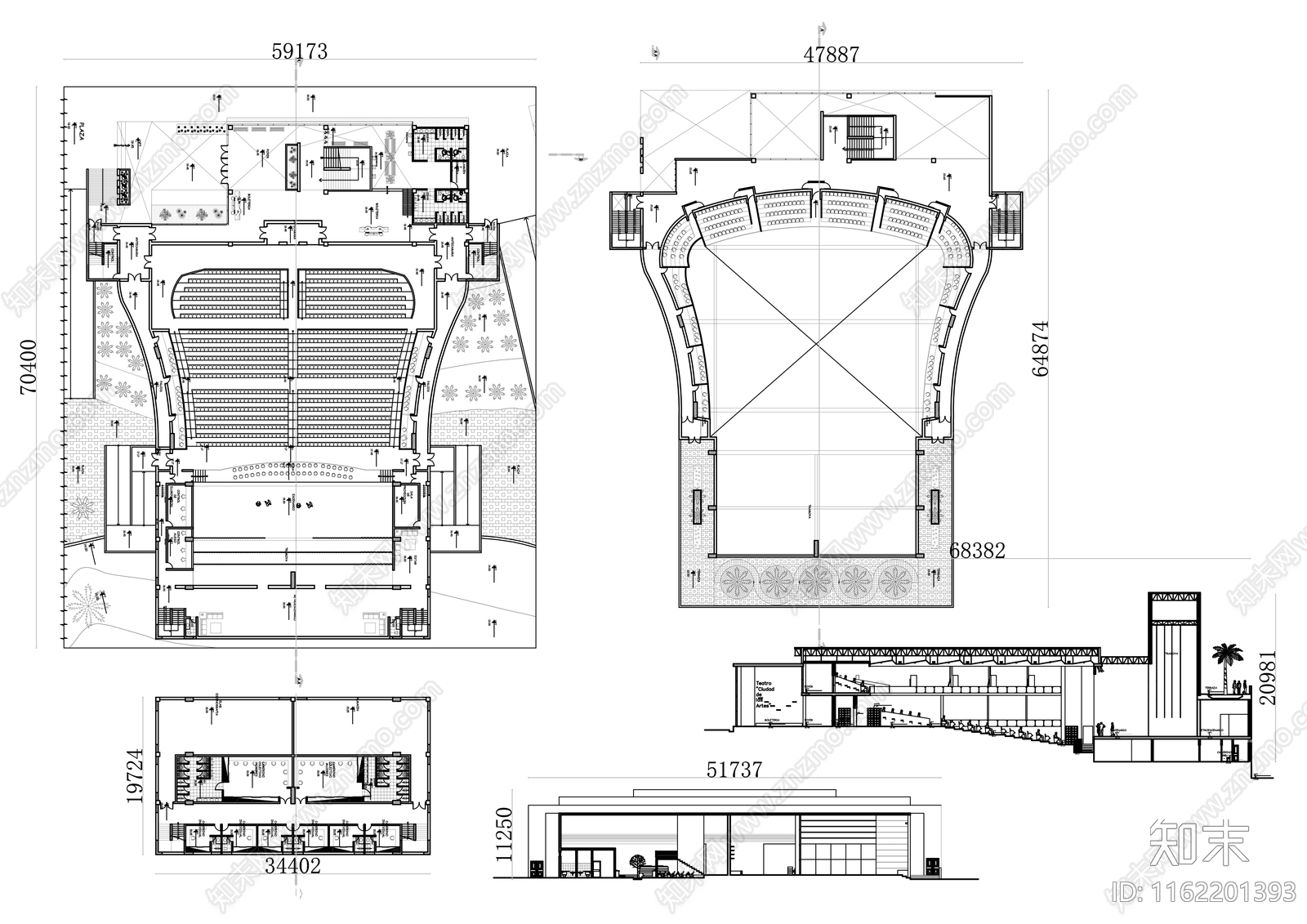 剧院设计平面图和立面图施工图下载【ID:1162201393】