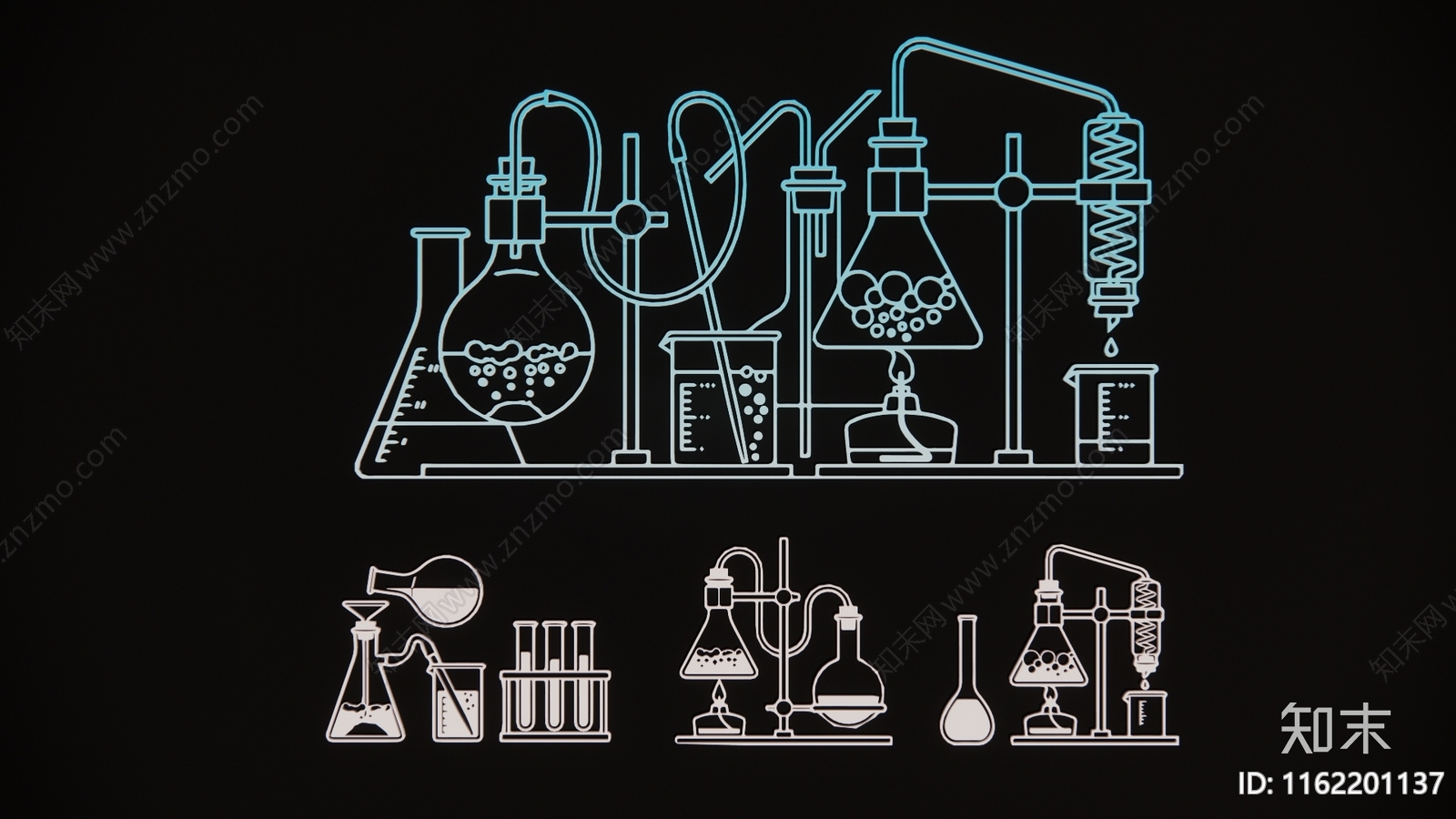 现代化学符号器皿图标剪影SU模型下载【ID:1162201137】