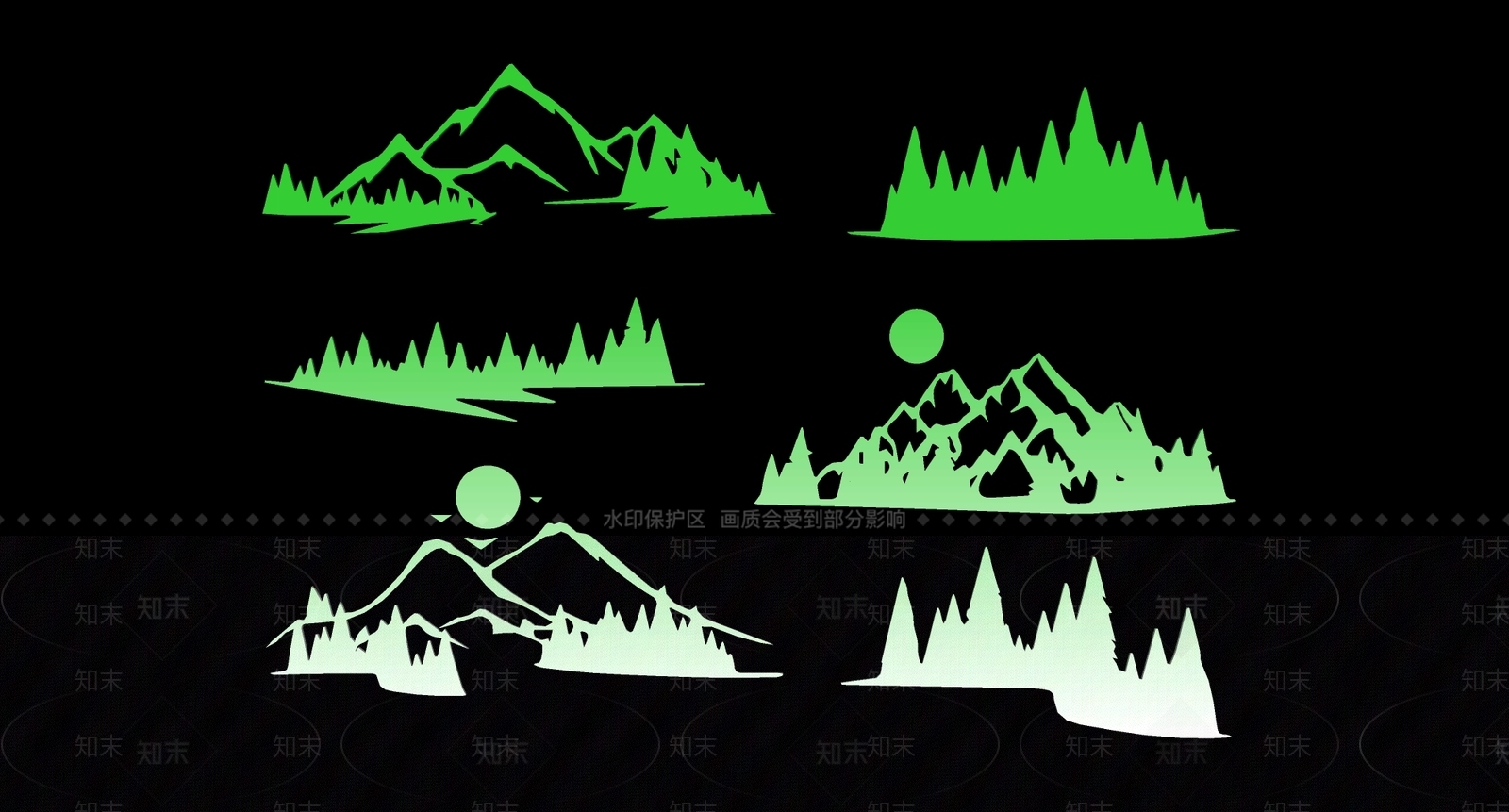 现代山峰山水符号图标剪影SU模型下载【ID:1162201474】