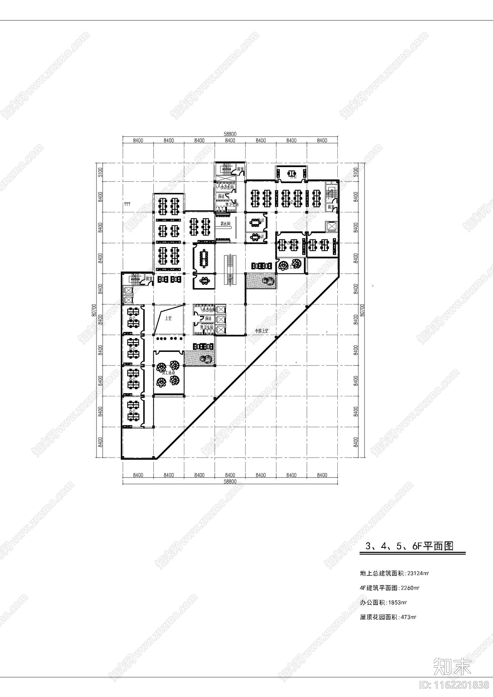 办公楼平面布置施工图下载【ID:1162201838】