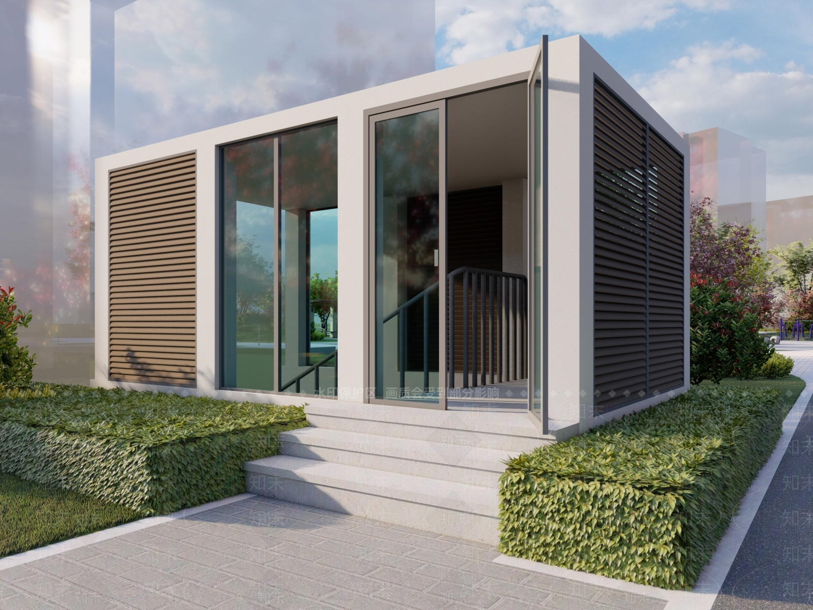 现代风格人防出入口SU模型下载【ID:1162203663】