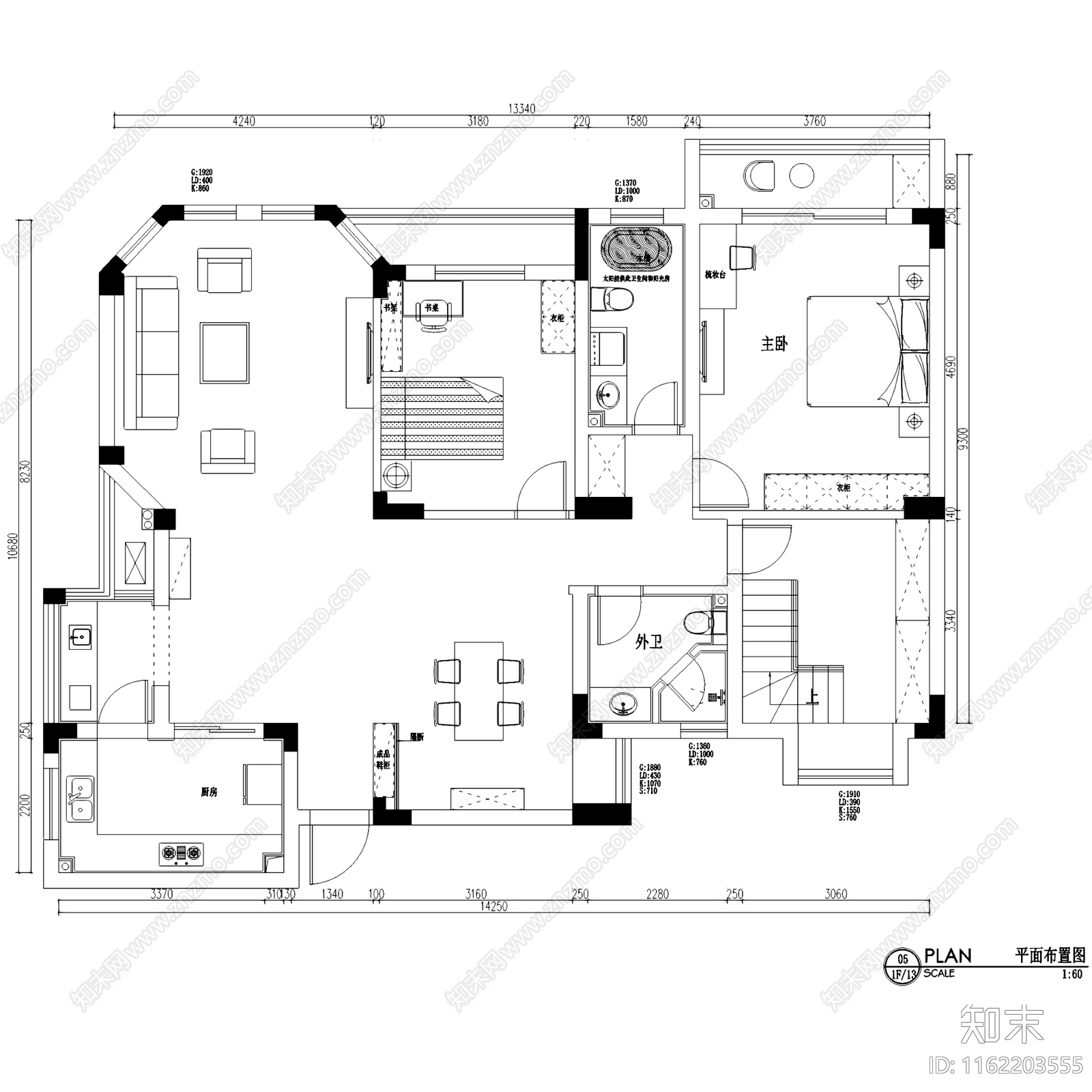 美式简约嘉宝花园复式跃层室内家装cad施工图下载【ID:1162203555】