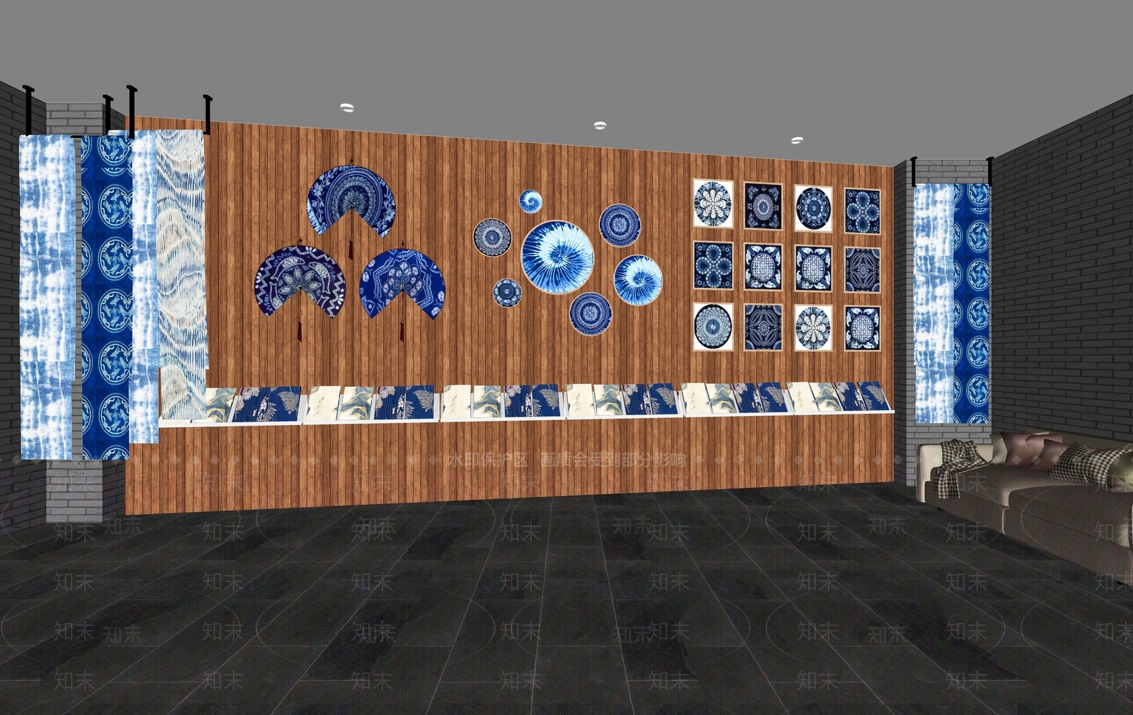 新中式扎染展厅SU模型下载【ID:1162203850】