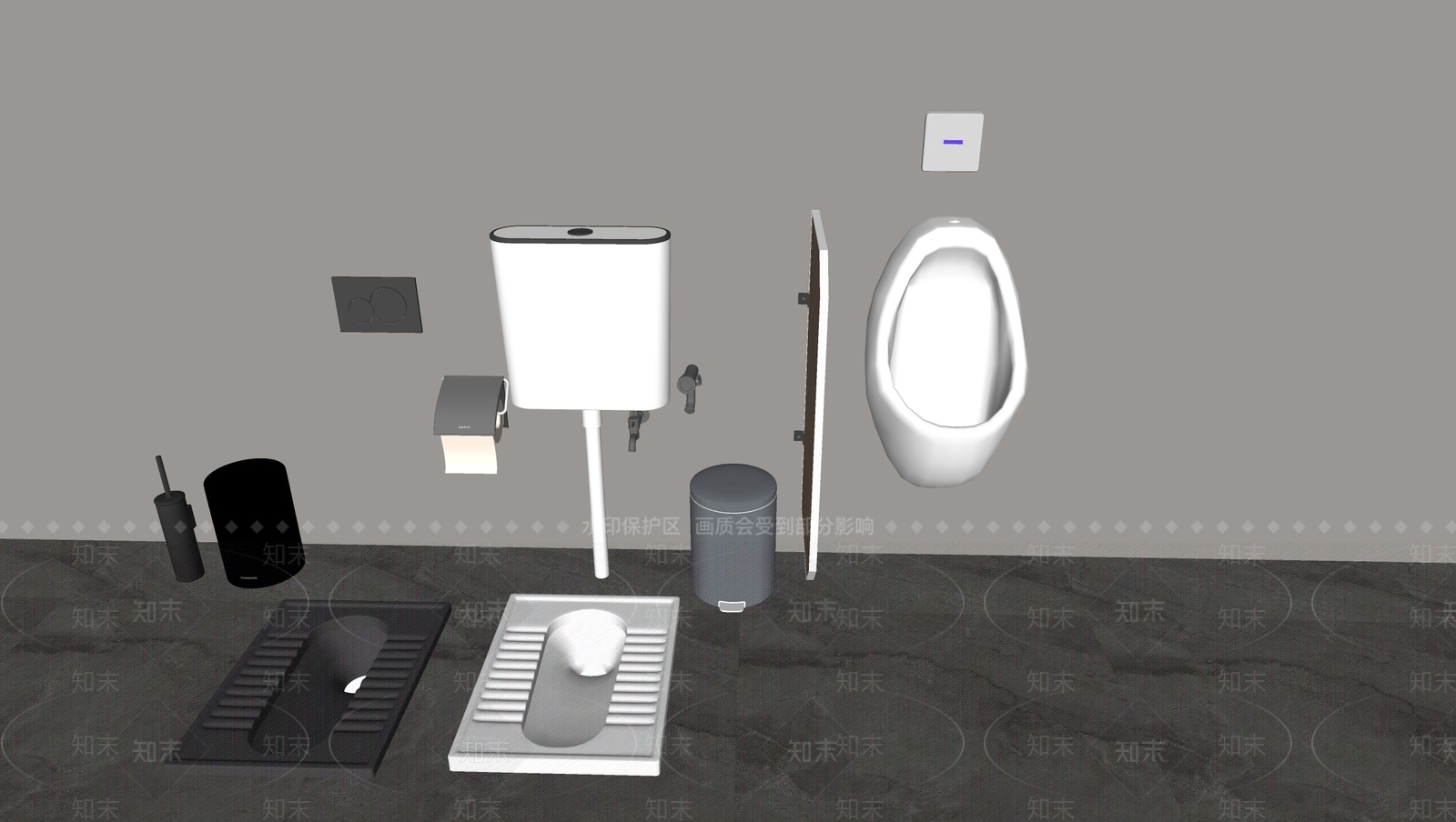 现代储水式蹲便SU模型下载【ID:1162204330】