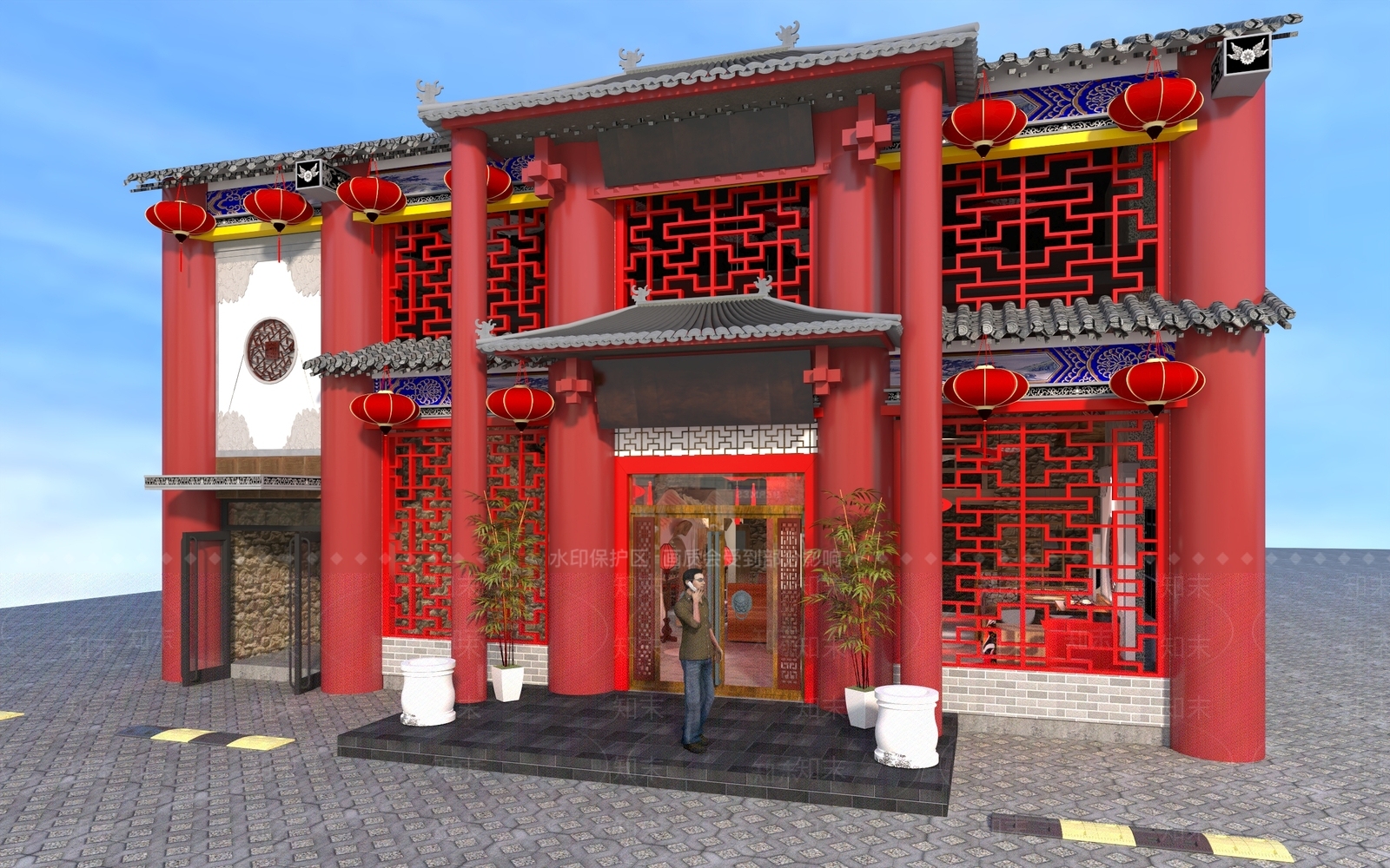 中式门头3D模型下载【ID:1162204707】
