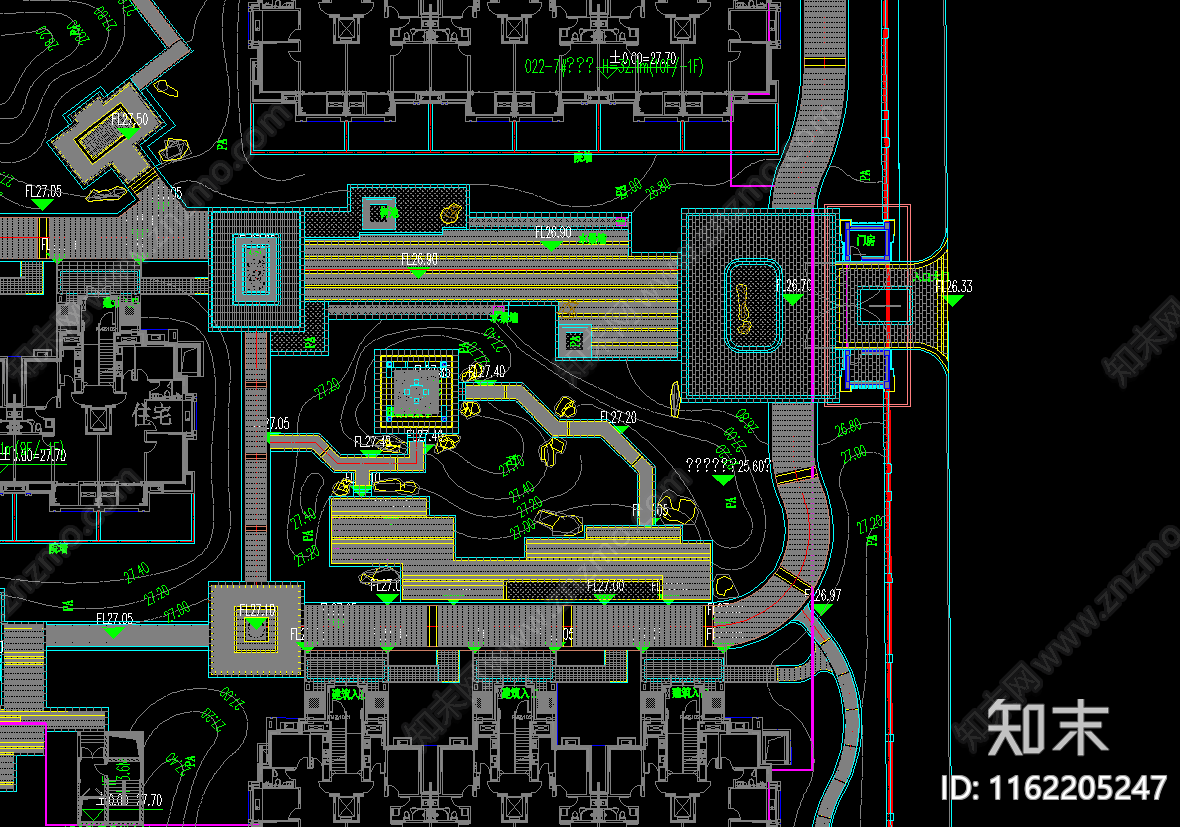 现代商务小区室外景观规划cad施工图下载【ID:1162205247】