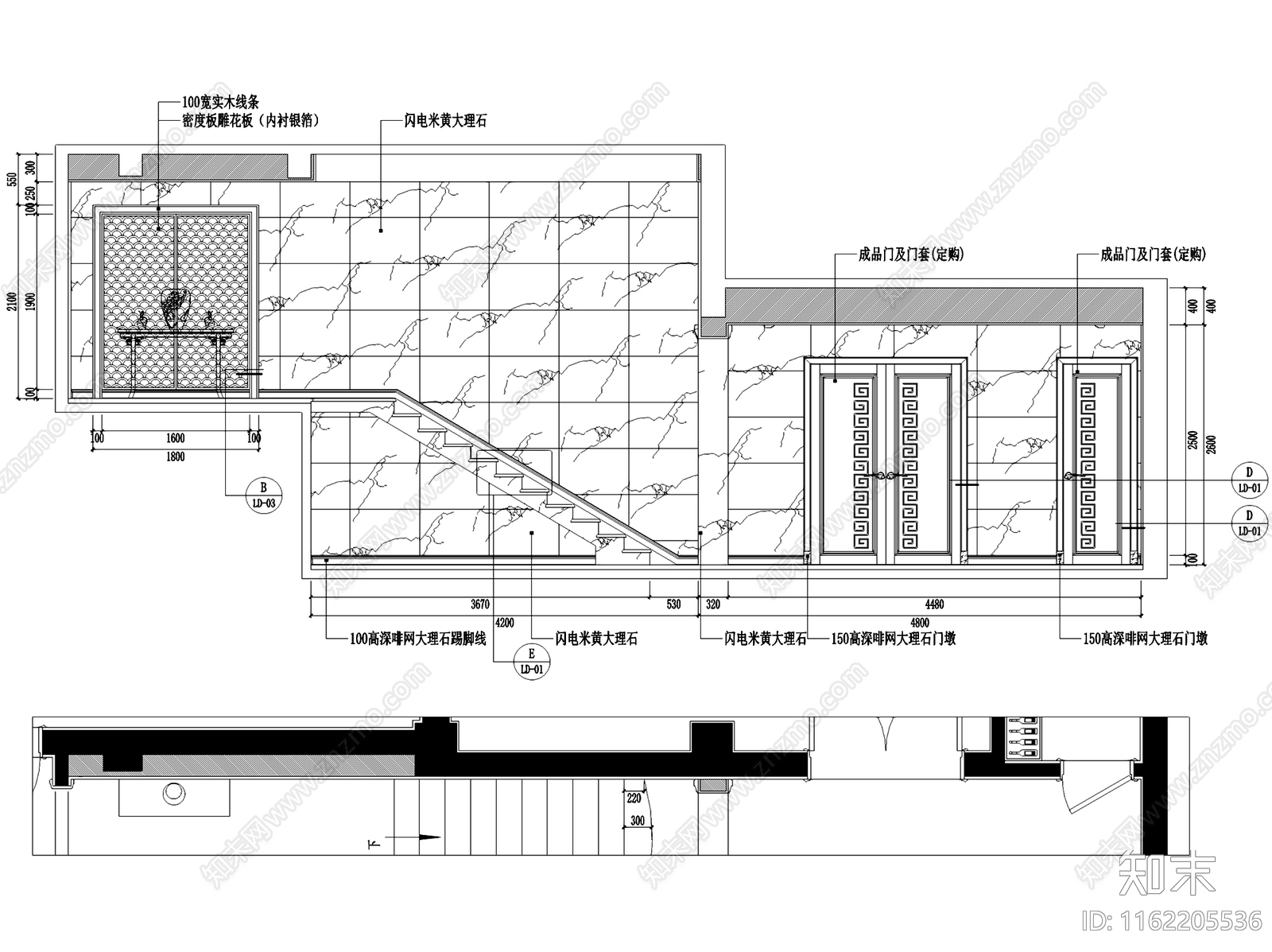 中式虎溪四层别墅室内家装cad施工图下载【ID:1162205536】